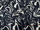 VISCOSE SATIN TISSU IMPRIMÉ ABSTRAIT BLEU MARINE - My Little Coupon