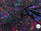VISCOSE SERGÉE JAVANAISE IMPRIMÉ PARTERRE DE FLEURS ABSTRAITES FOND NOIR - My Little Coupon