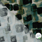 Viscose stretch imprimée abstrait kaki - détail du motif