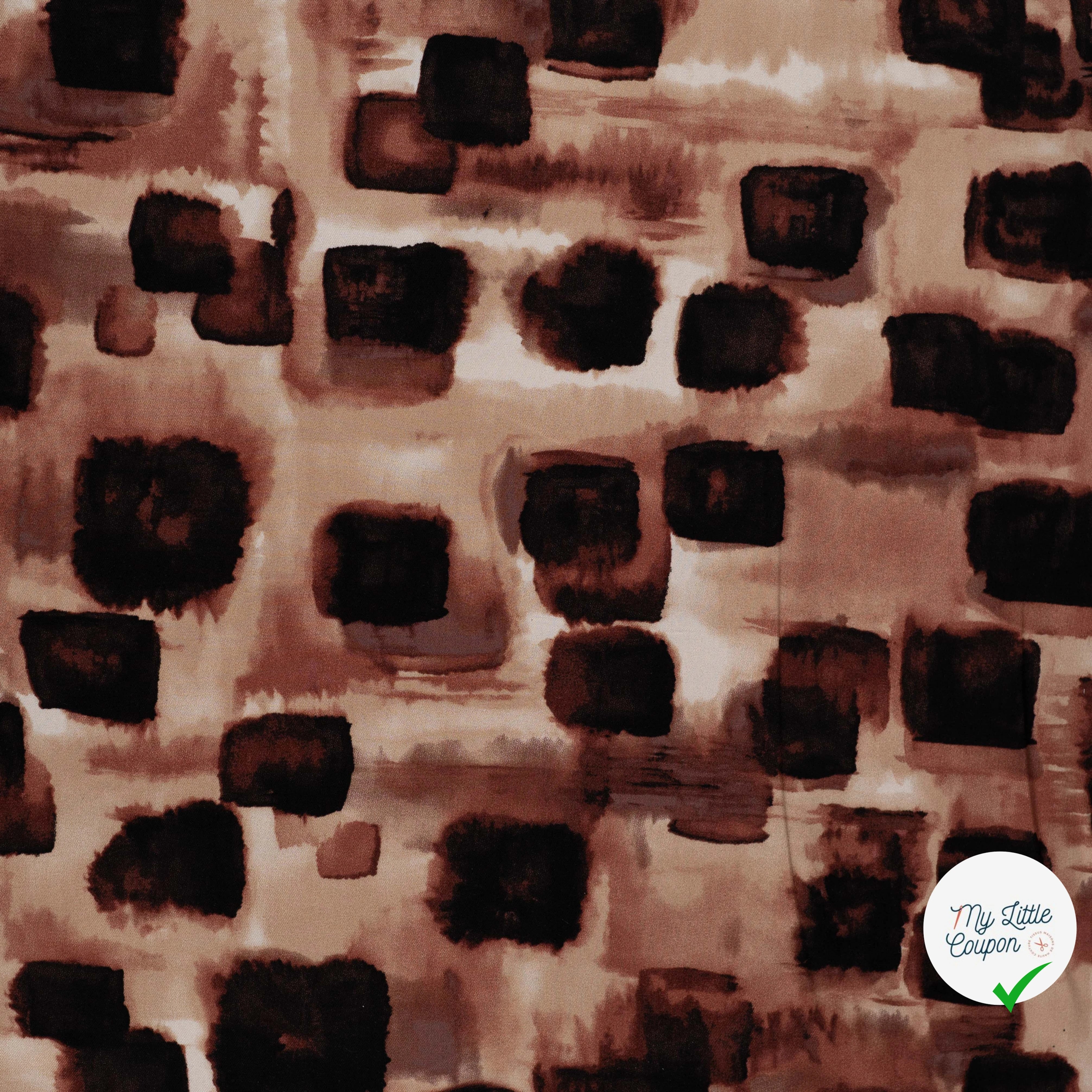 Viscose stretch imprimée abstrait taupe - vue à plat