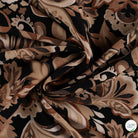 Viscose stretch imprimée feuilles taupe - drapé