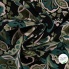 Viscose stretch imprimée feuilles turquoise - drapé