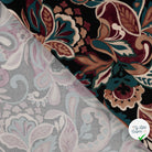 Viscose stretch imprimée feuilles vert armée - détail du motif