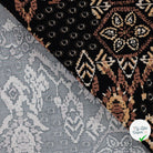 Viscose stretch imprimée rétro taupe - détail du motif