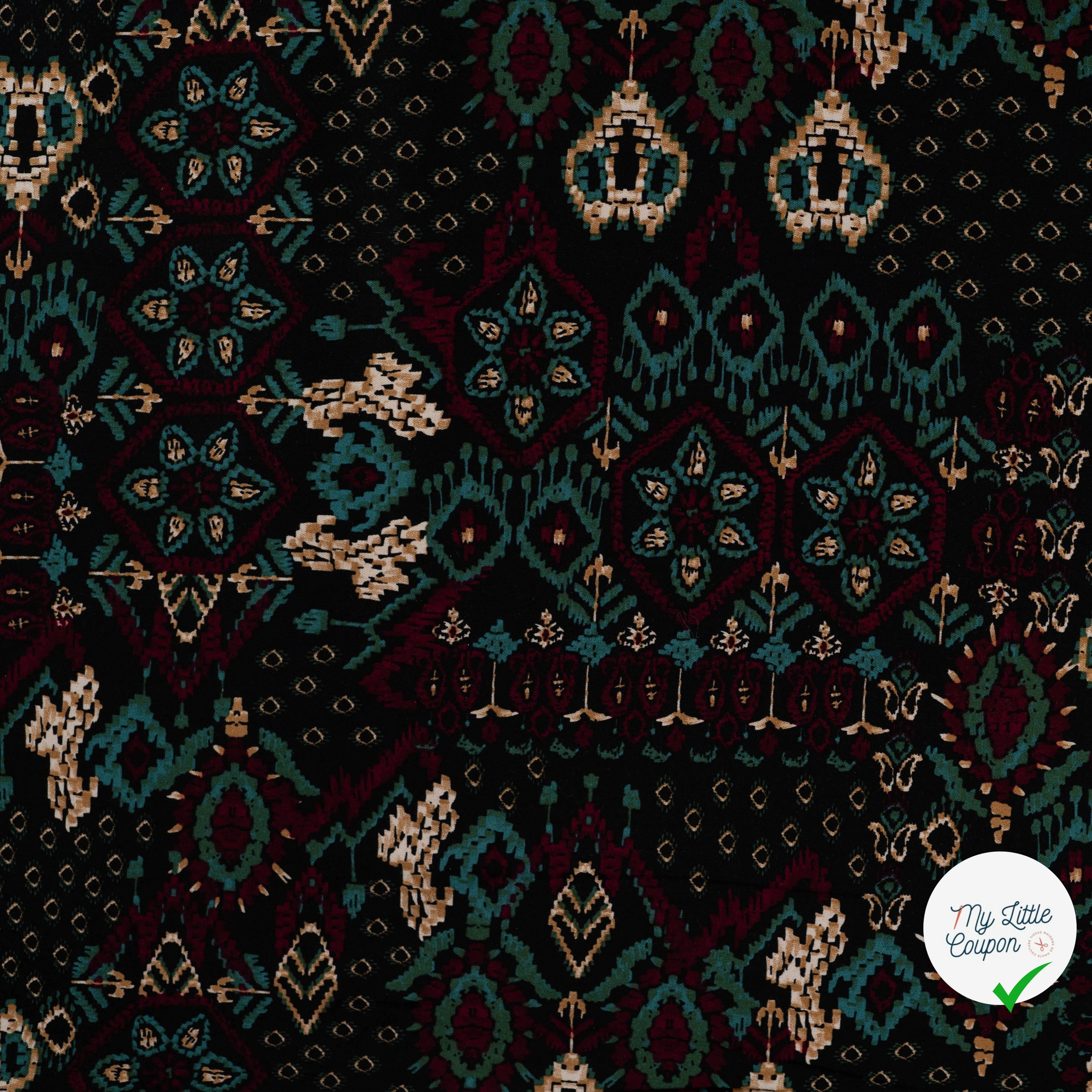Viscose stretch imprimée rétro vert armée - vue à plat