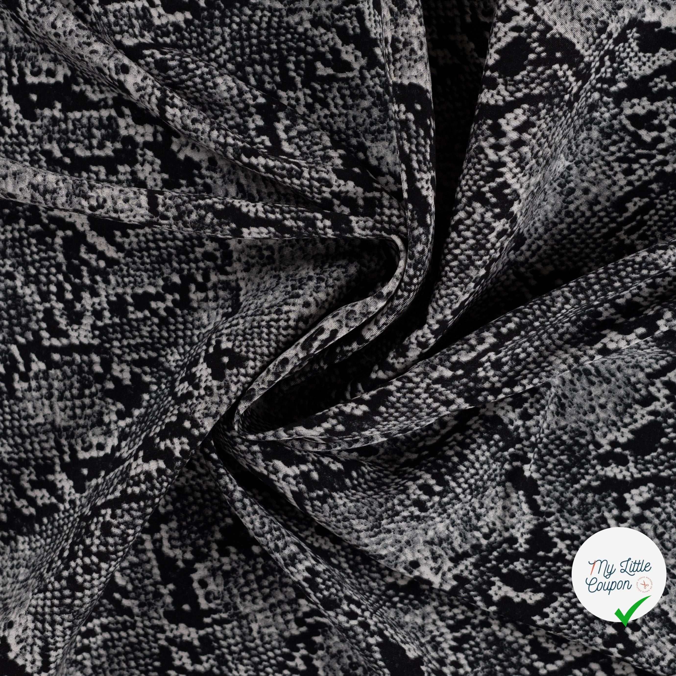 Viscose stretch imprimée serpent noir - drapé