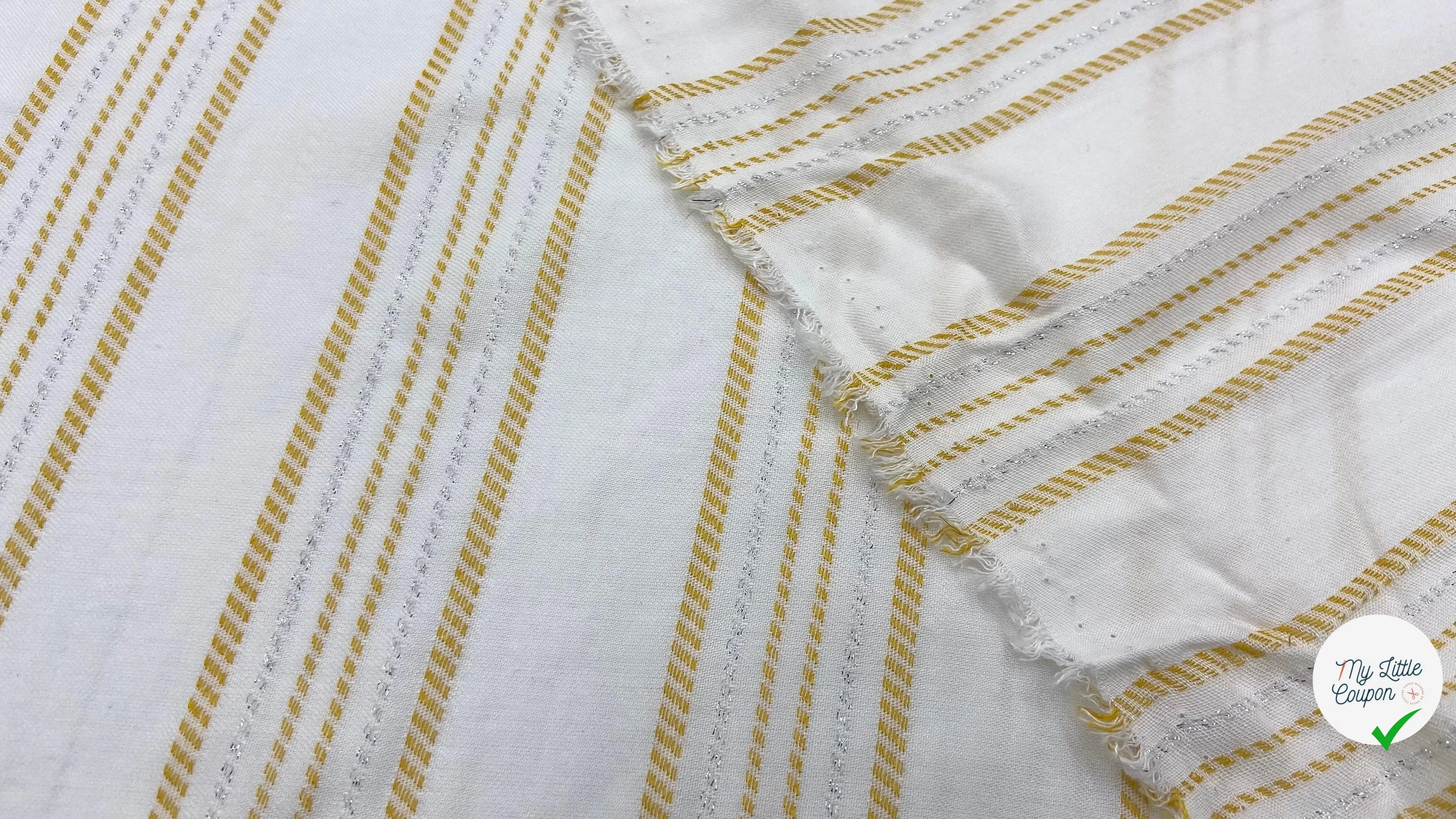VISCOSE TISSÉ RAYURES MAÏS ET MÉTAL ARGENTÉ - My Little Coupon - tissu - coudre
