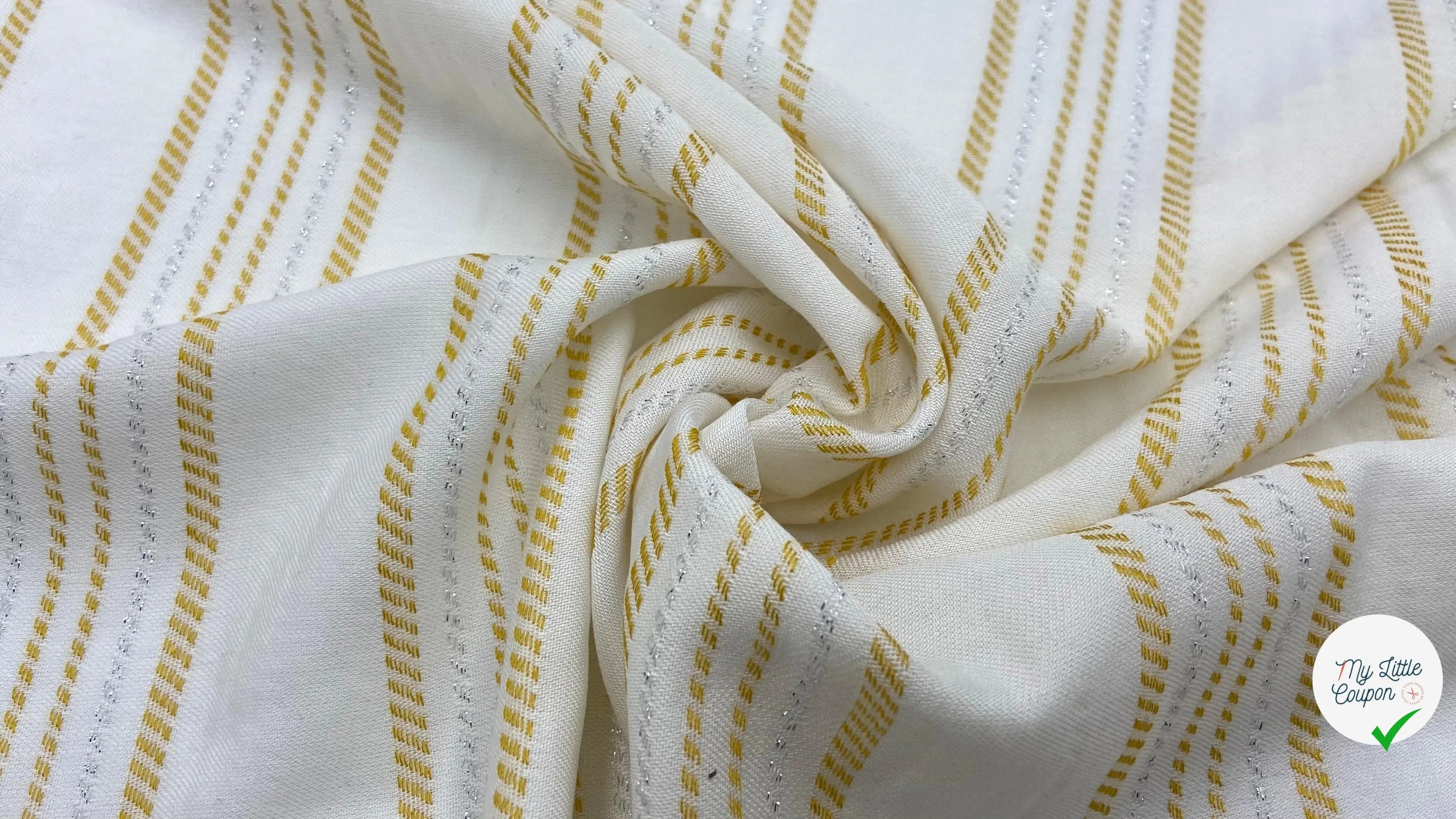 VISCOSE TISSÉ RAYURES MAÏS ET MÉTAL ARGENTÉ - My Little Coupon - tissu - coudre