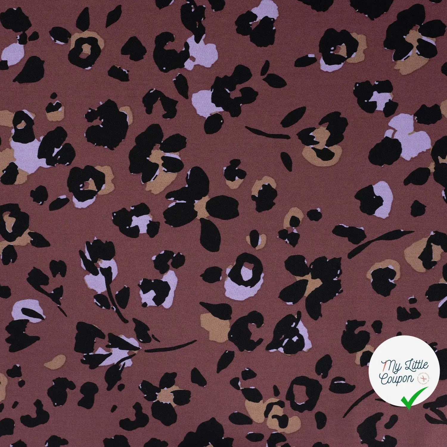 VISCOSE TWILL PRINT LEOPARD LILAC - BLACK - My Little Coupon