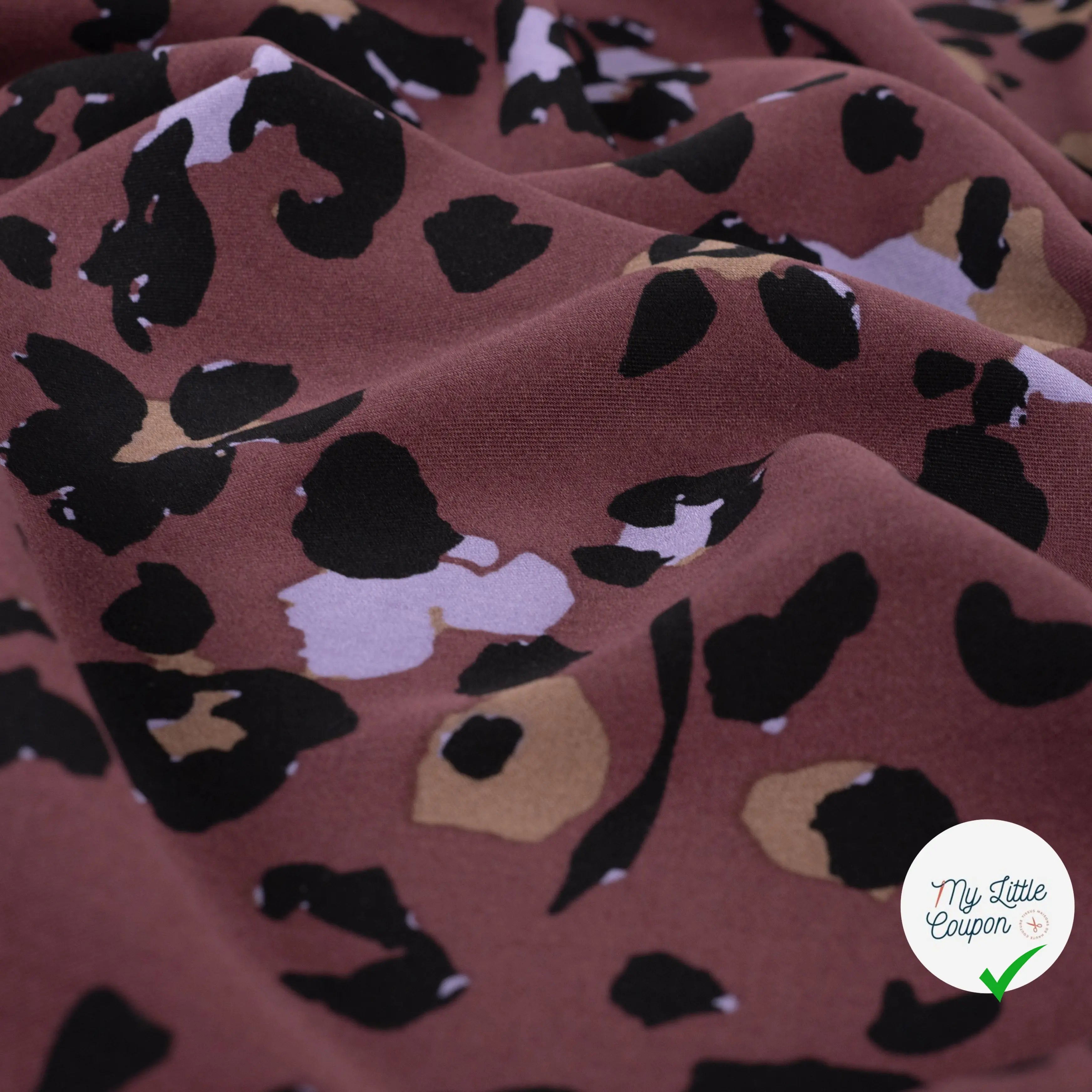 VISCOSE TWILL PRINT LEOPARD LILAC - BLACK - My Little Coupon