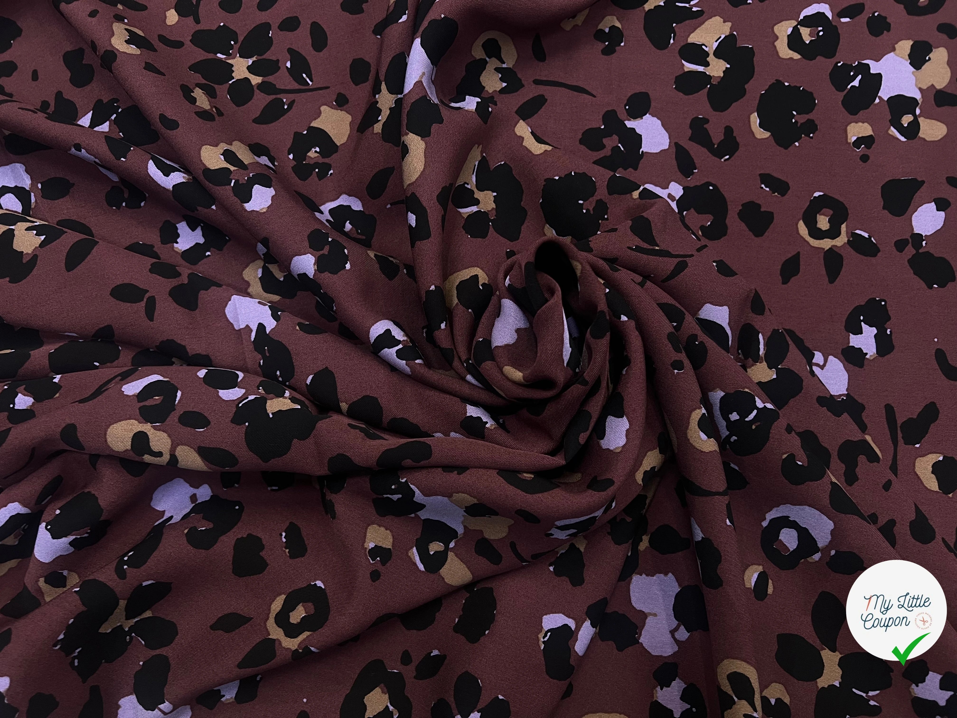 VISCOSE TWILL PRINT LEOPARD LILAC - BLACK - My Little Coupon