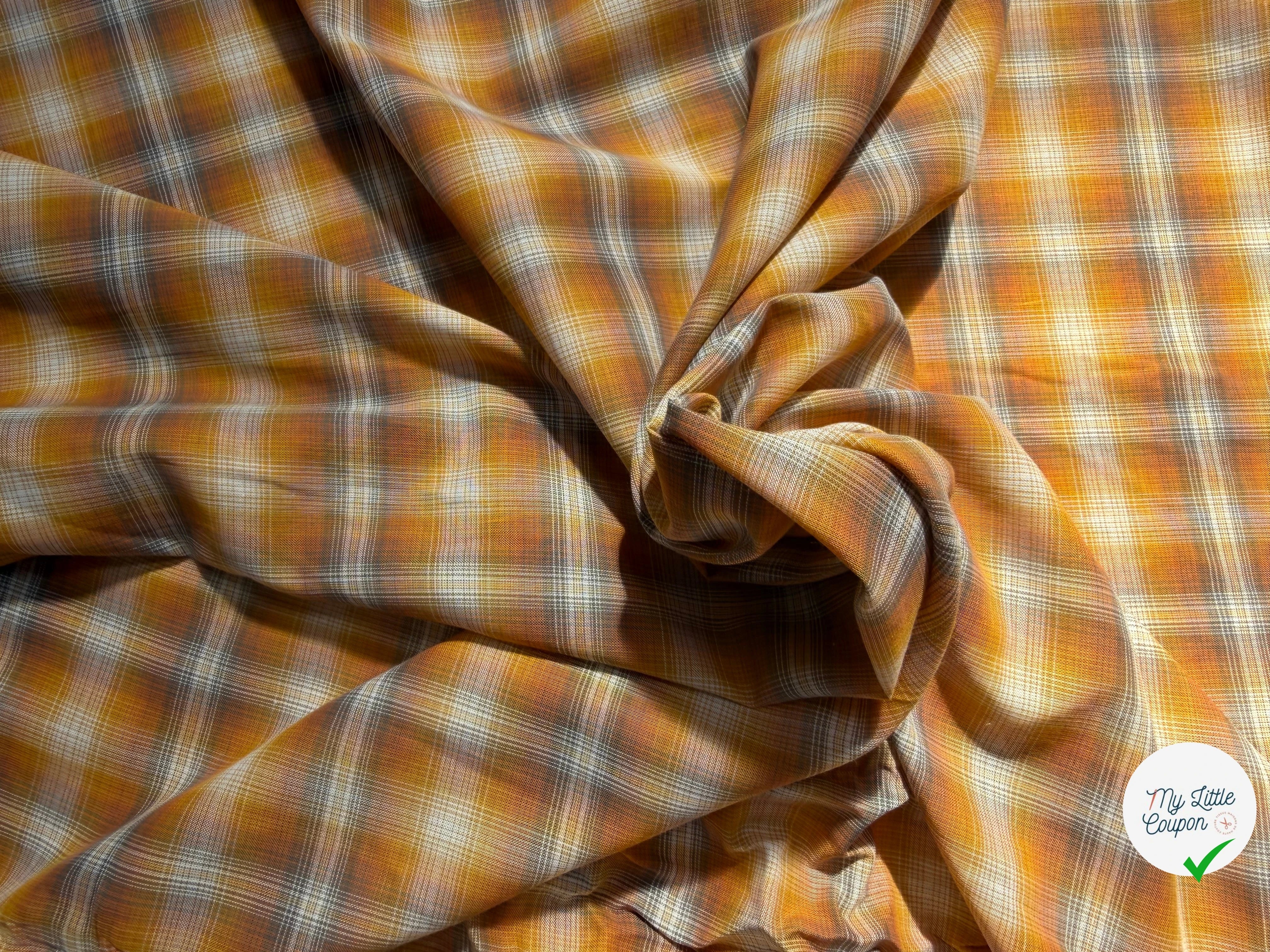 VOILE COTON CARREAUX ORANGE - My Little Coupon