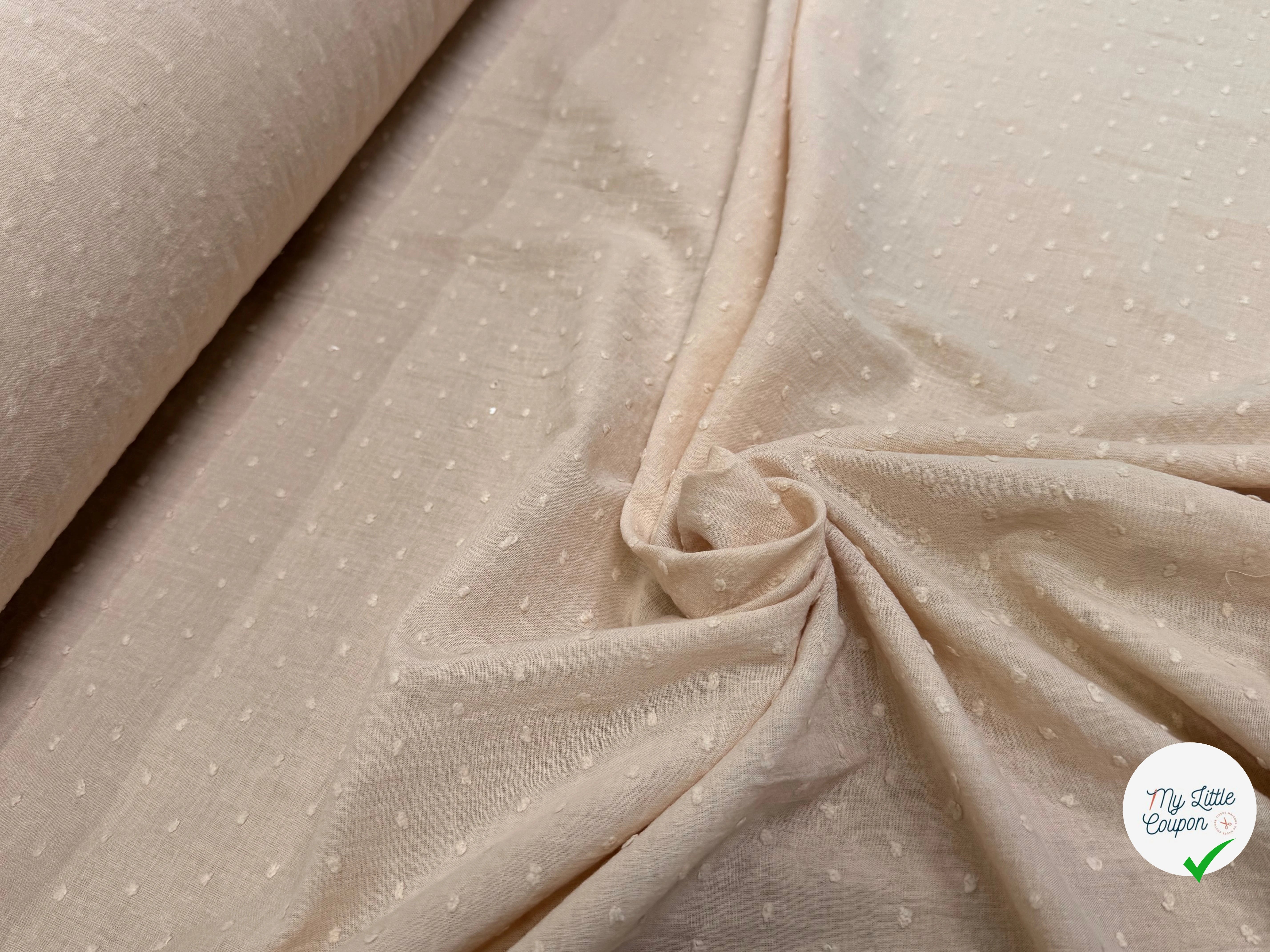 VOILE COTON PLUMETIS BEIGE CREME - My Little Coupon