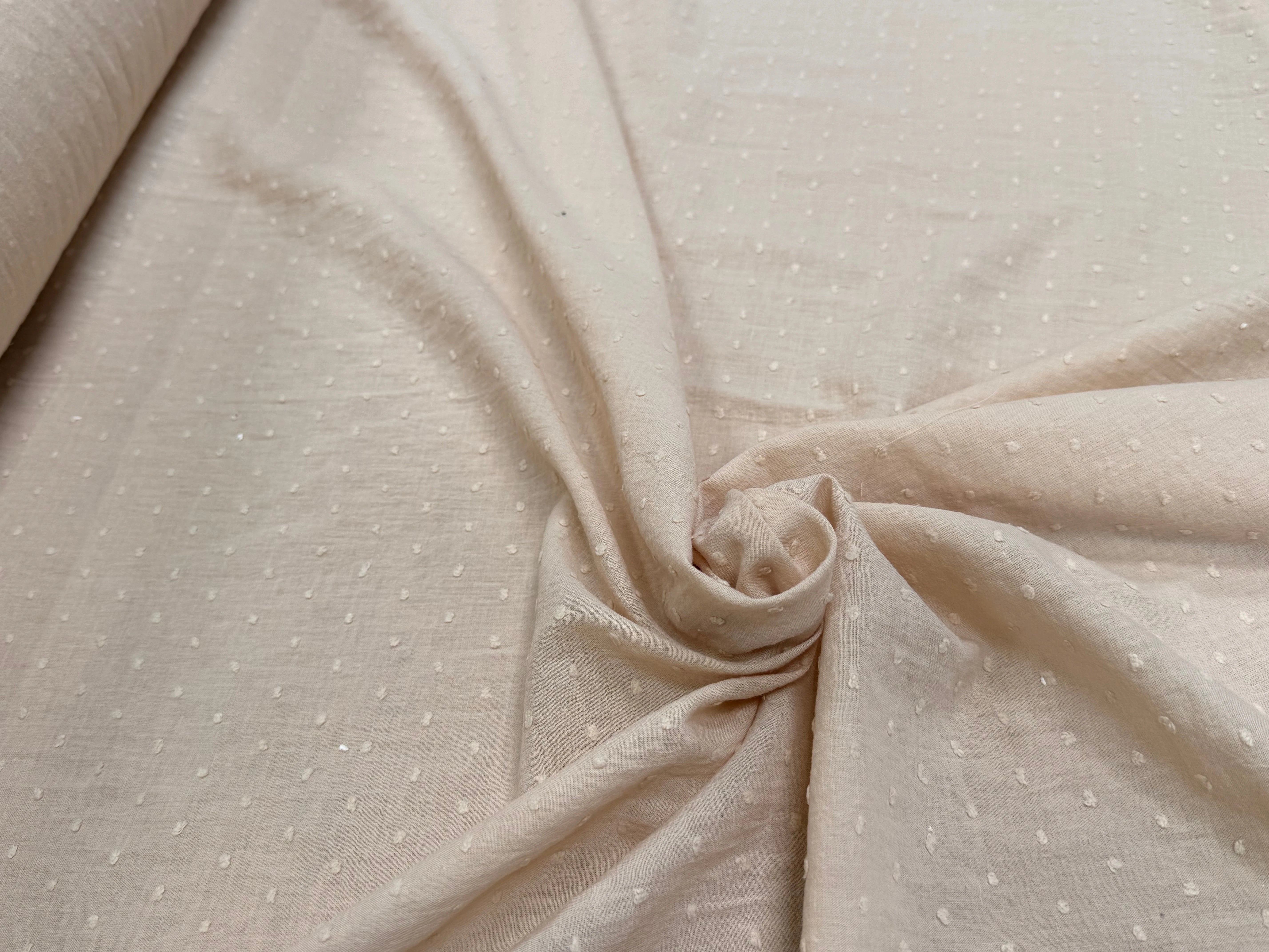 VOILE COTON PLUMETIS BEIGE CREME - My Little Coupon