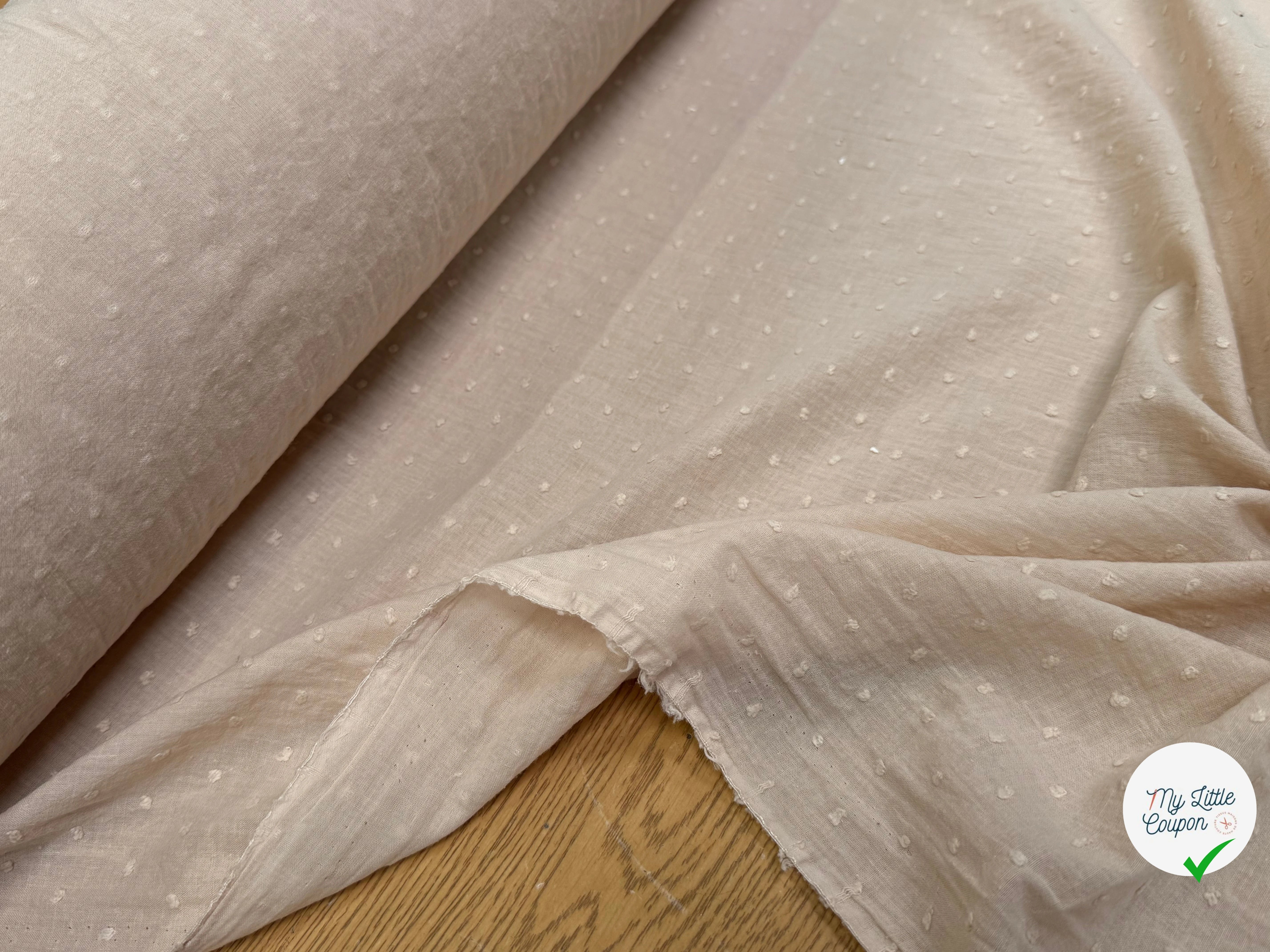 VOILE COTON PLUMETIS BEIGE CREME - My Little Coupon