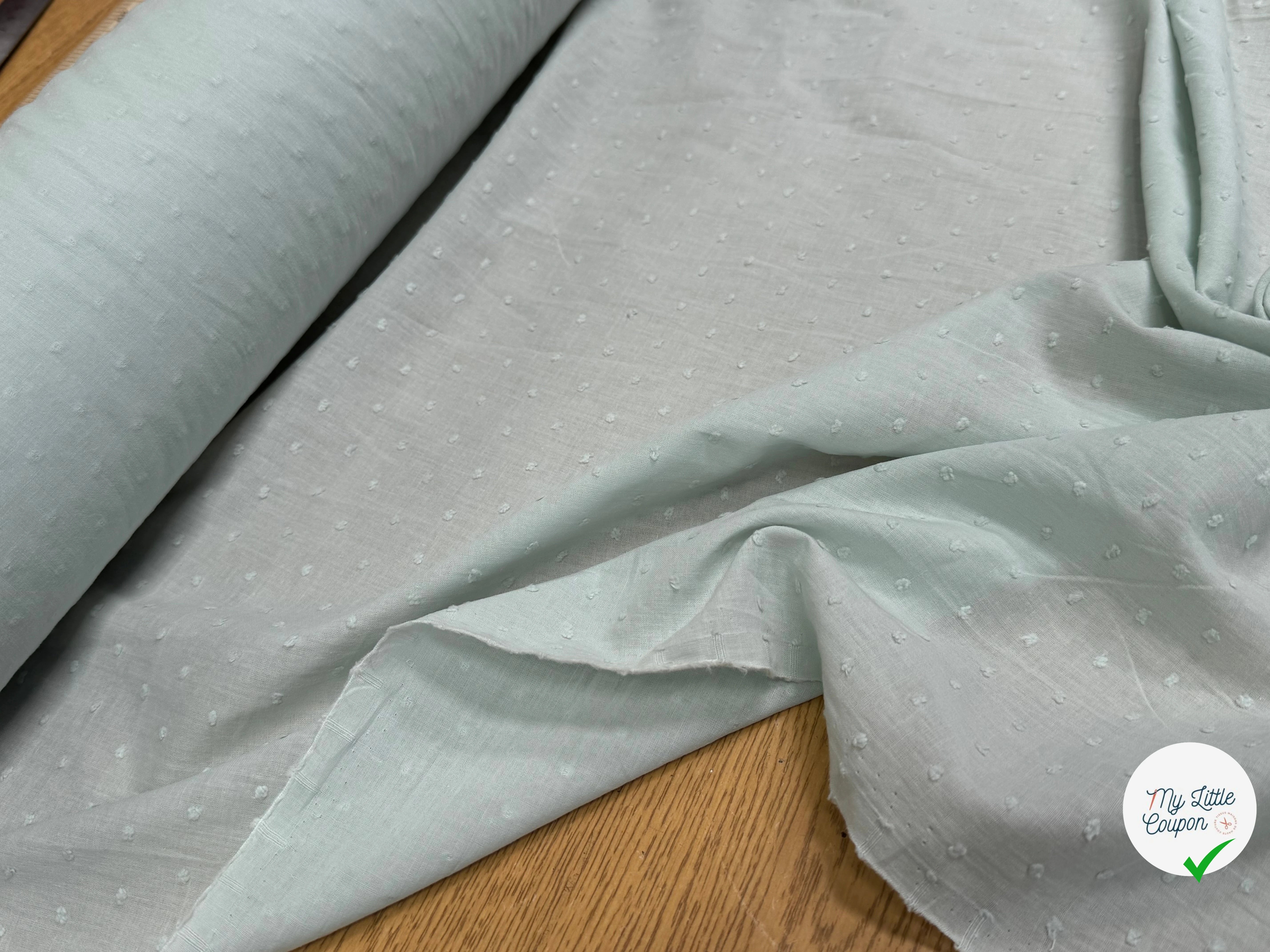VOILE COTON PLUMETIS BLEU CIEL - My Little Coupon