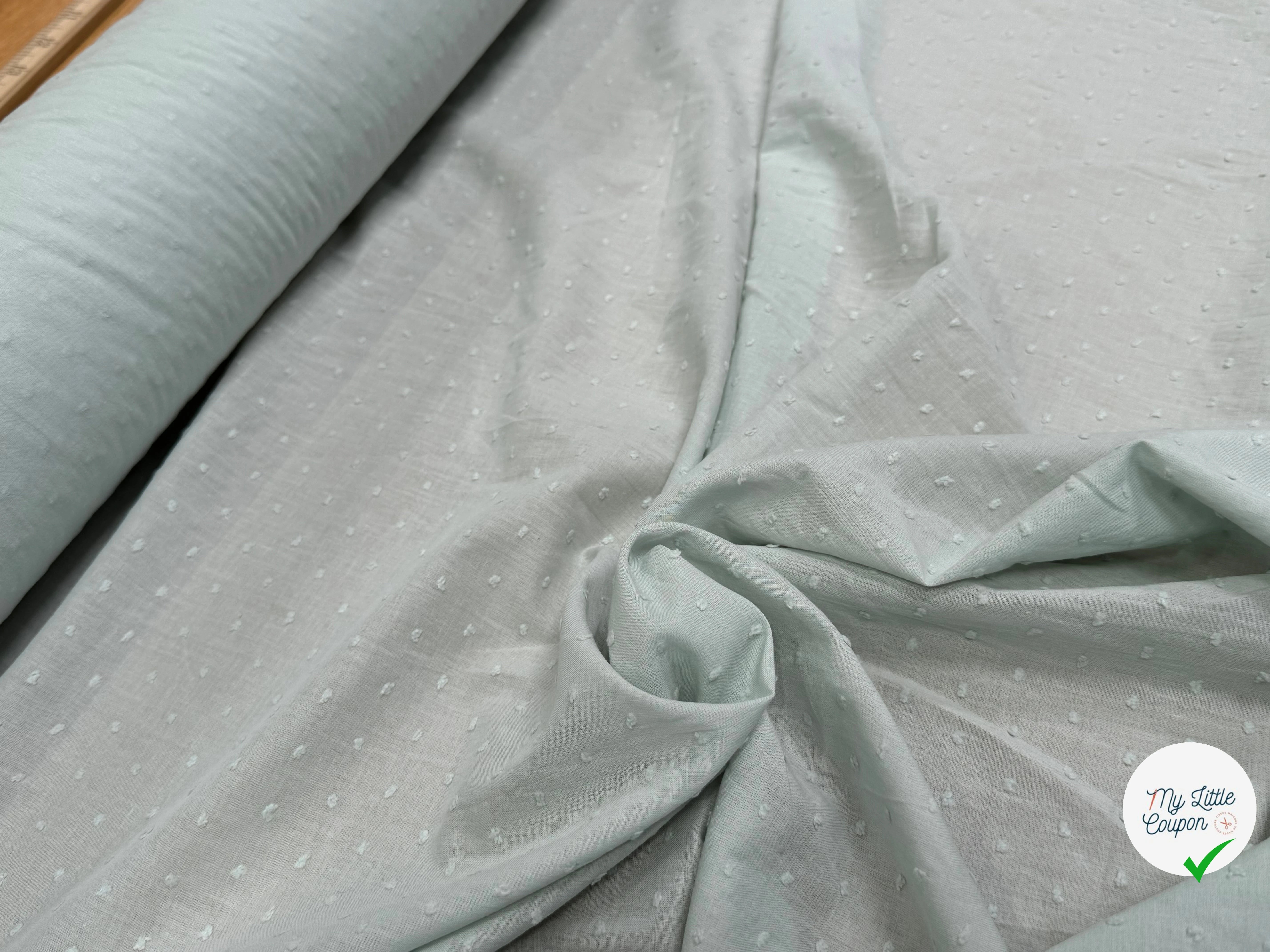 VOILE COTON PLUMETIS BLEU CIEL - My Little Coupon