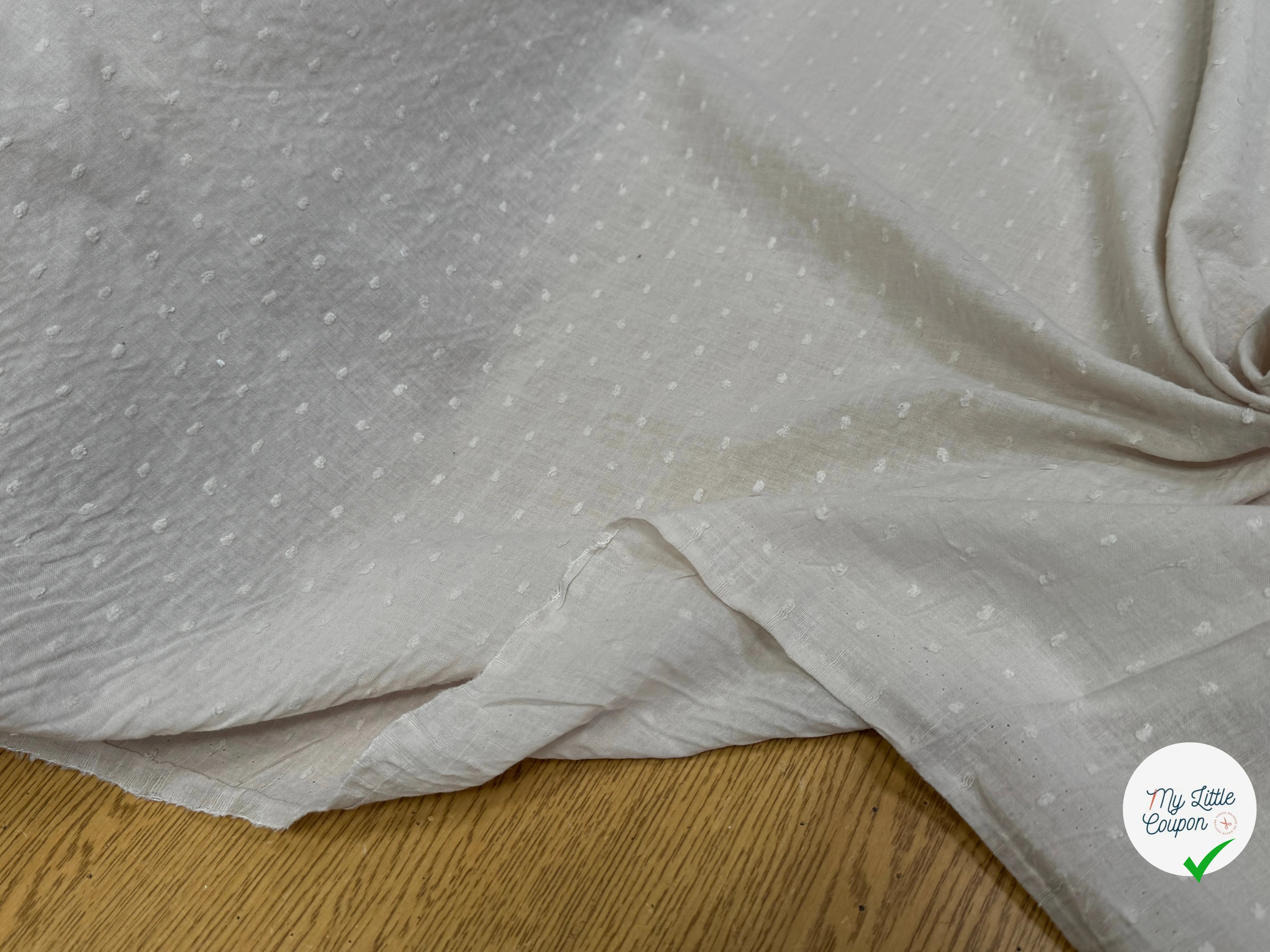 VOILE COTON PLUMETIS ÉCRU - My Little Coupon