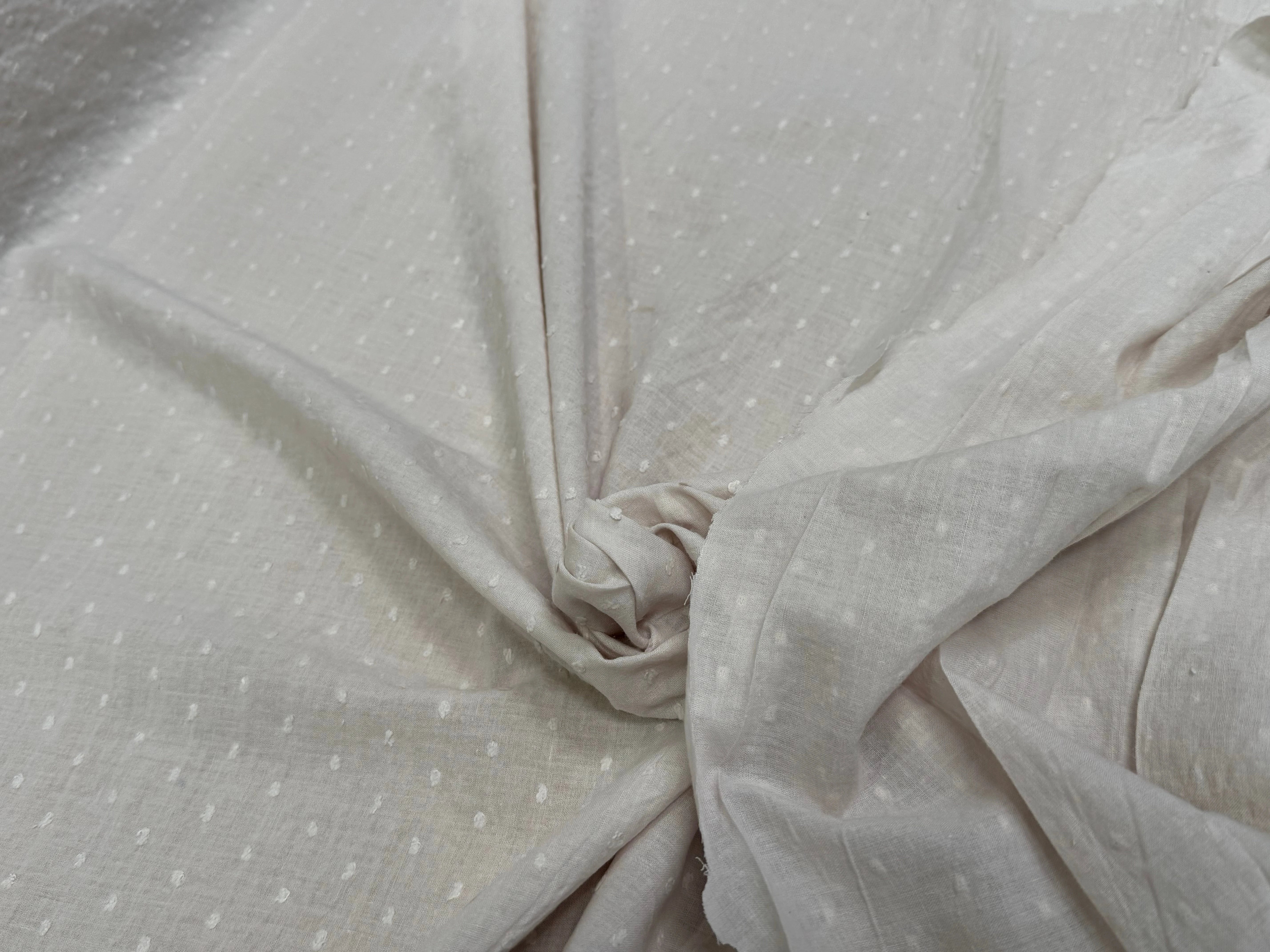 VOILE COTON PLUMETIS ÉCRU - My Little Coupon