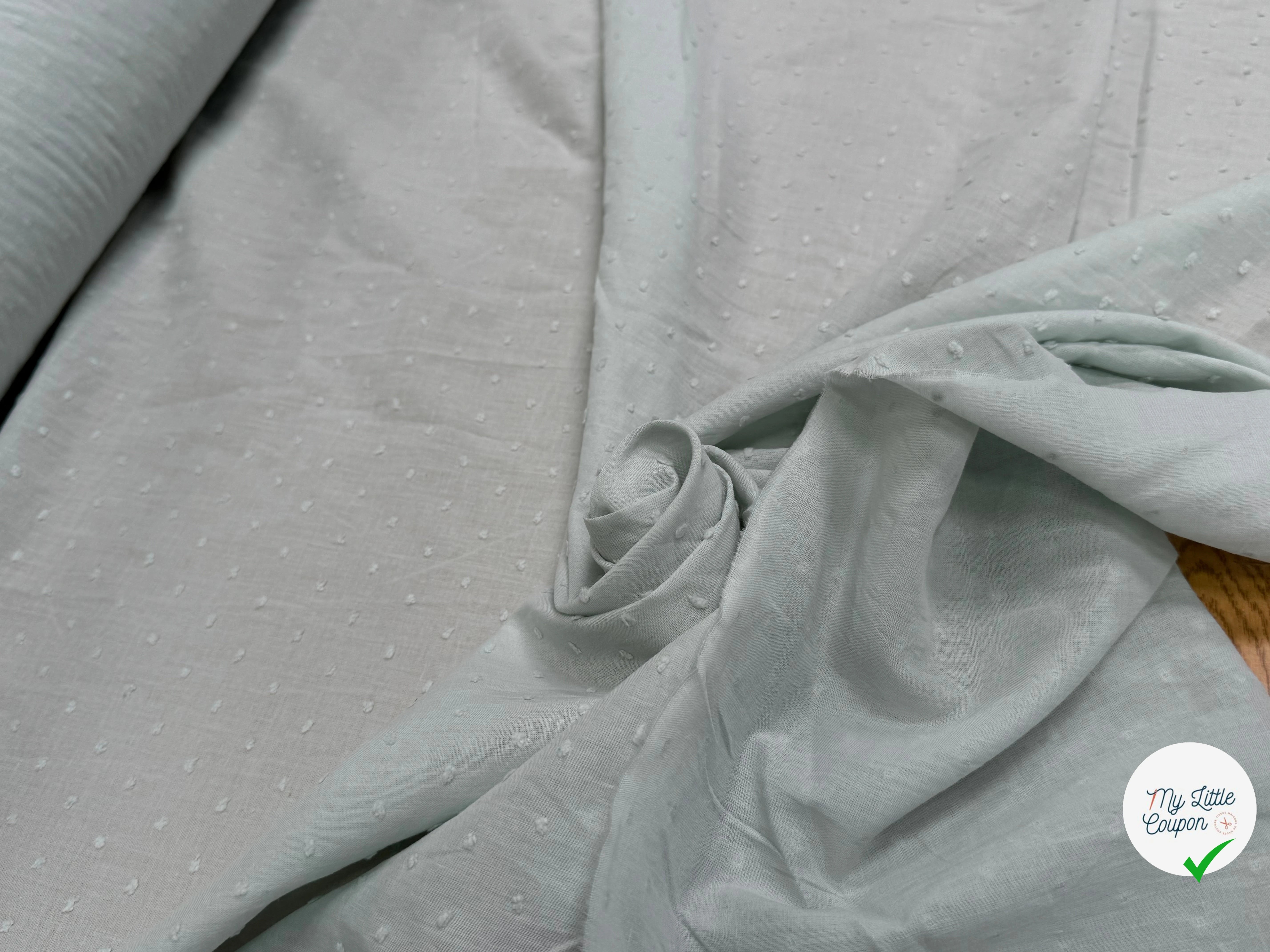 VOILE COTON PLUMETIS LIGHT GREEN - My Little Coupon
