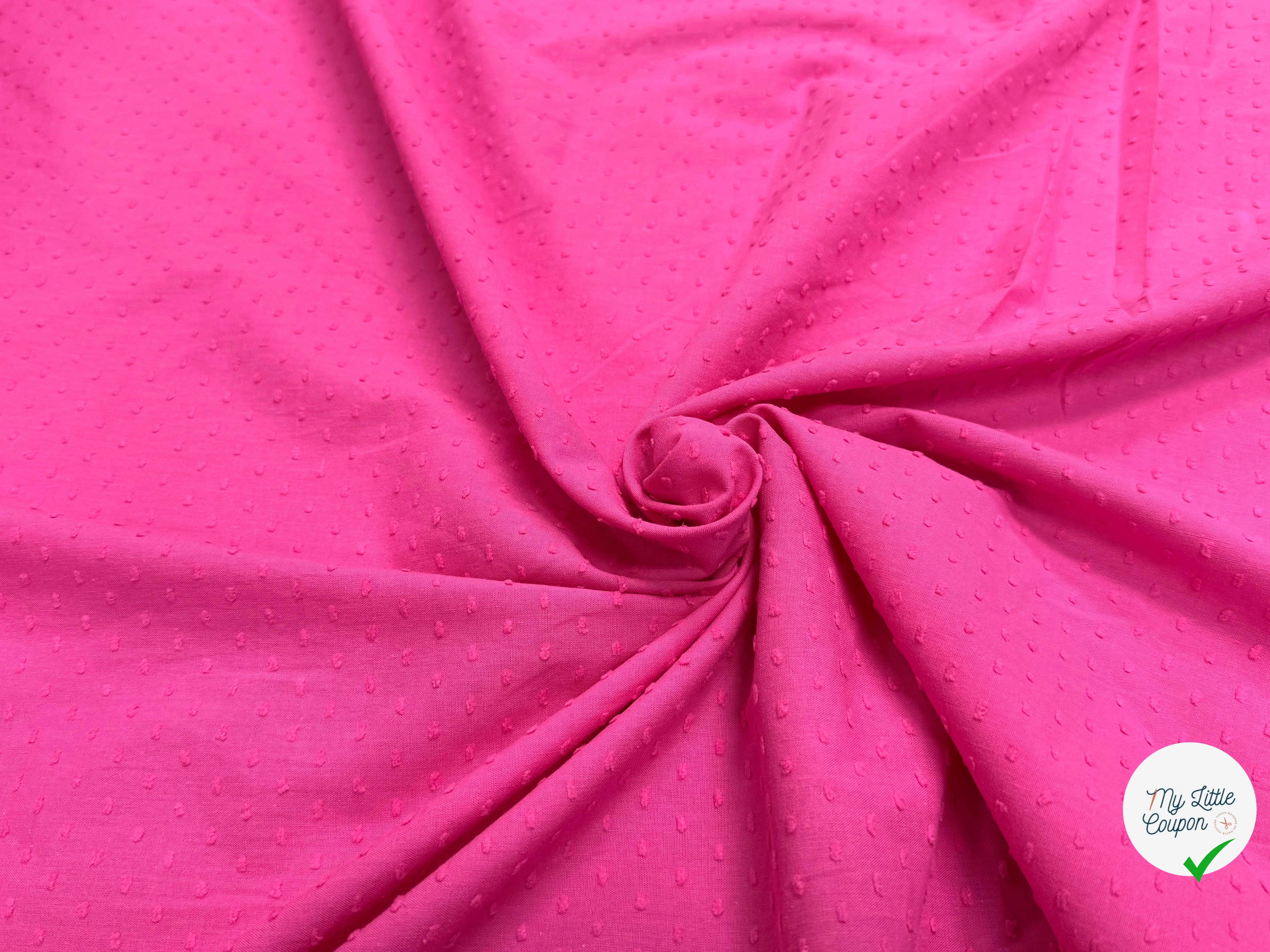 VOILE COTON PLUMETIS ROSE BARBIE - My Little Coupon