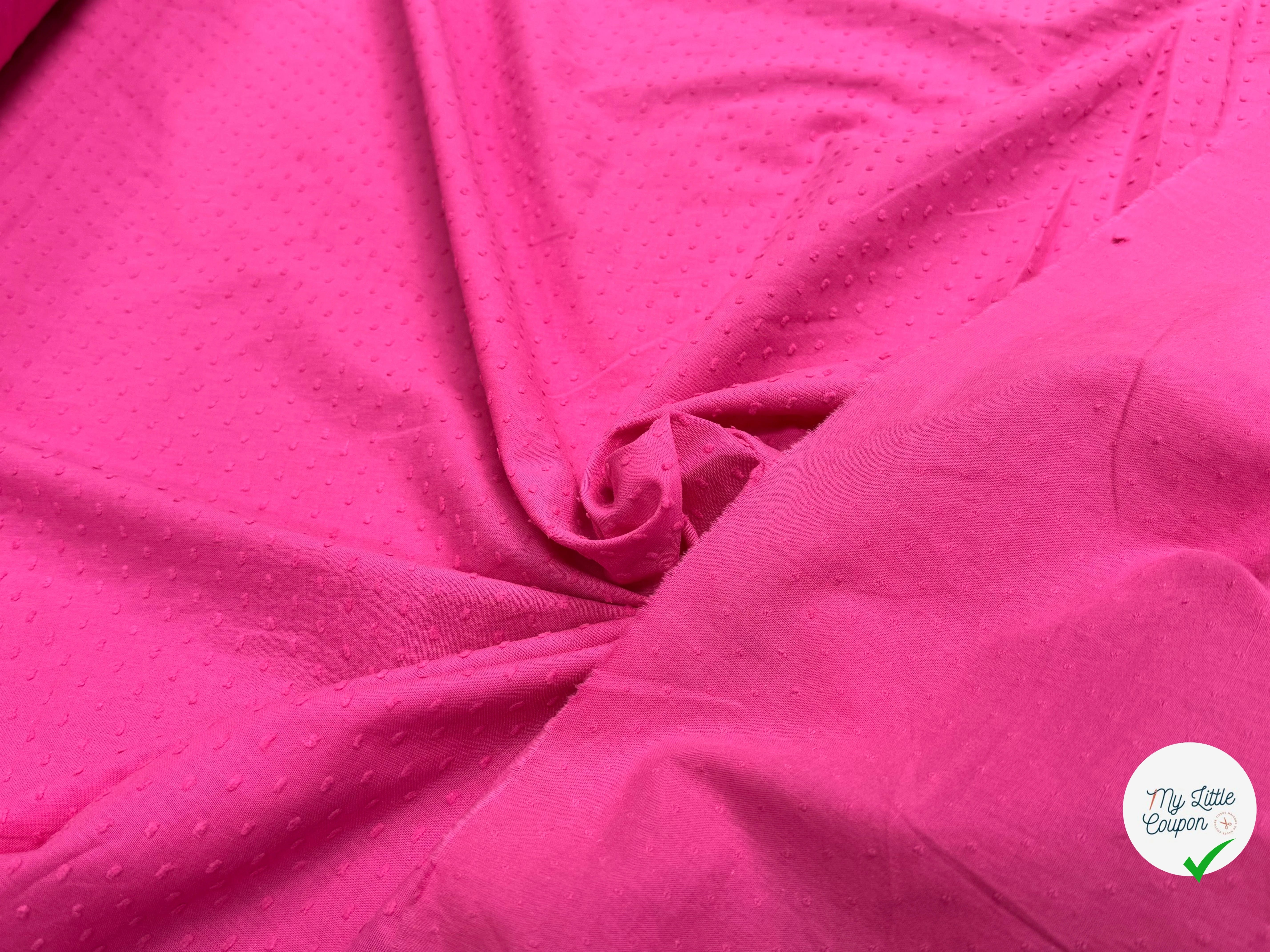 VOILE COTON PLUMETIS ROSE BARBIE - My Little Coupon
