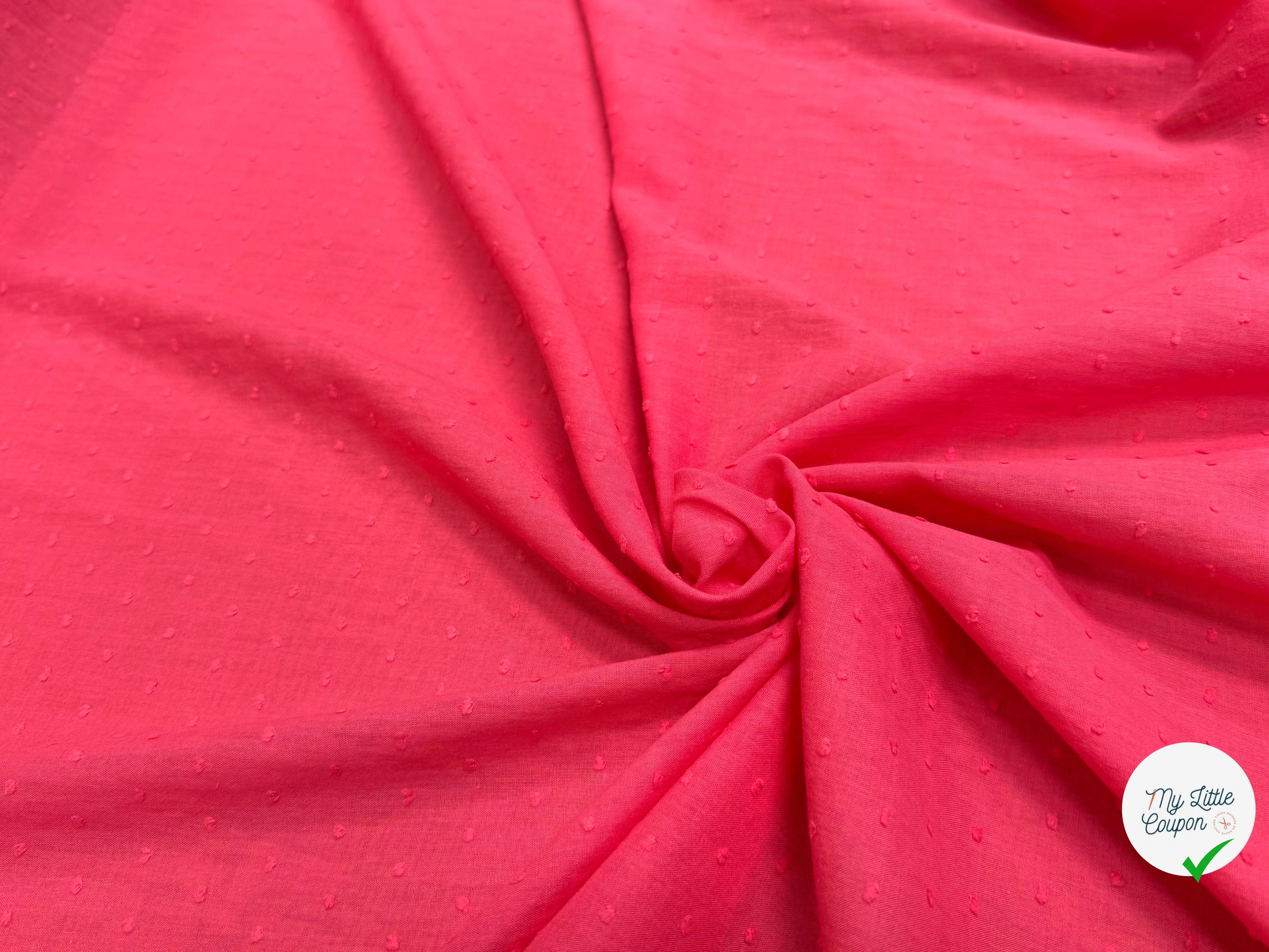 VOILE COTON PLUMETIS ROSE PIQUANT - My Little Coupon