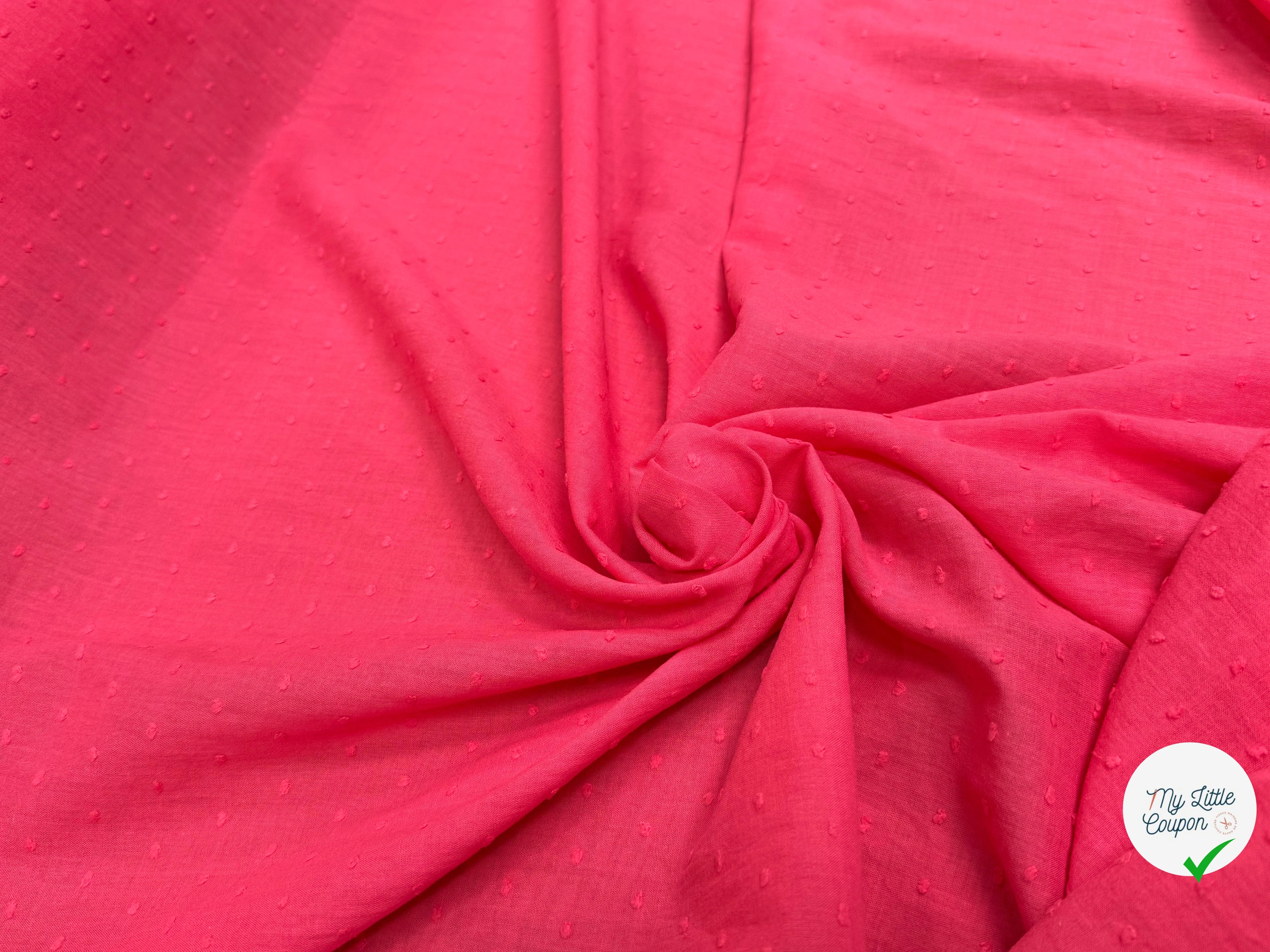 VOILE COTON PLUMETIS ROSE PIQUANT - My Little Coupon