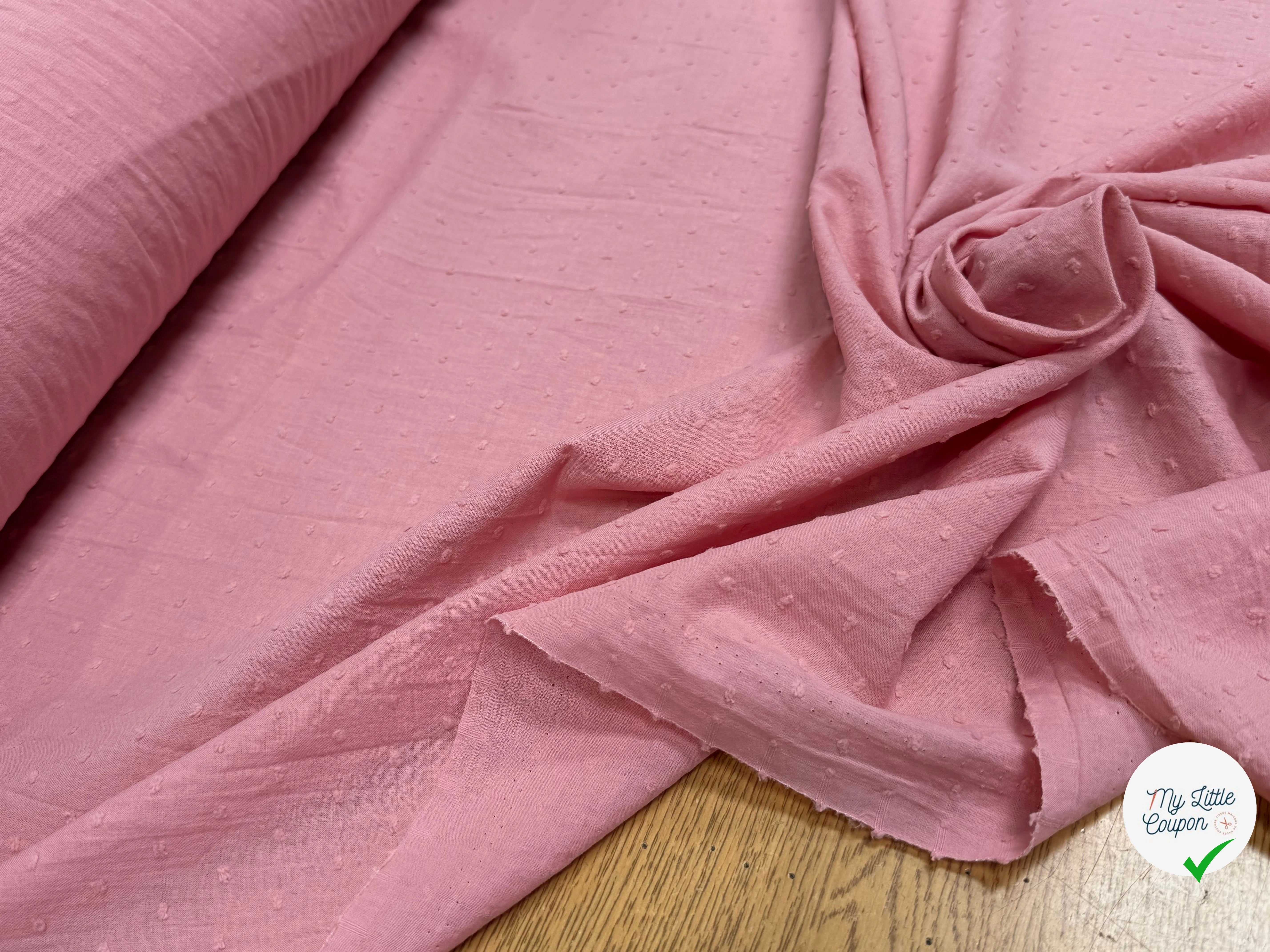 VOILE COTON PLUMETIS VIEUX ROSE - My Little Coupon