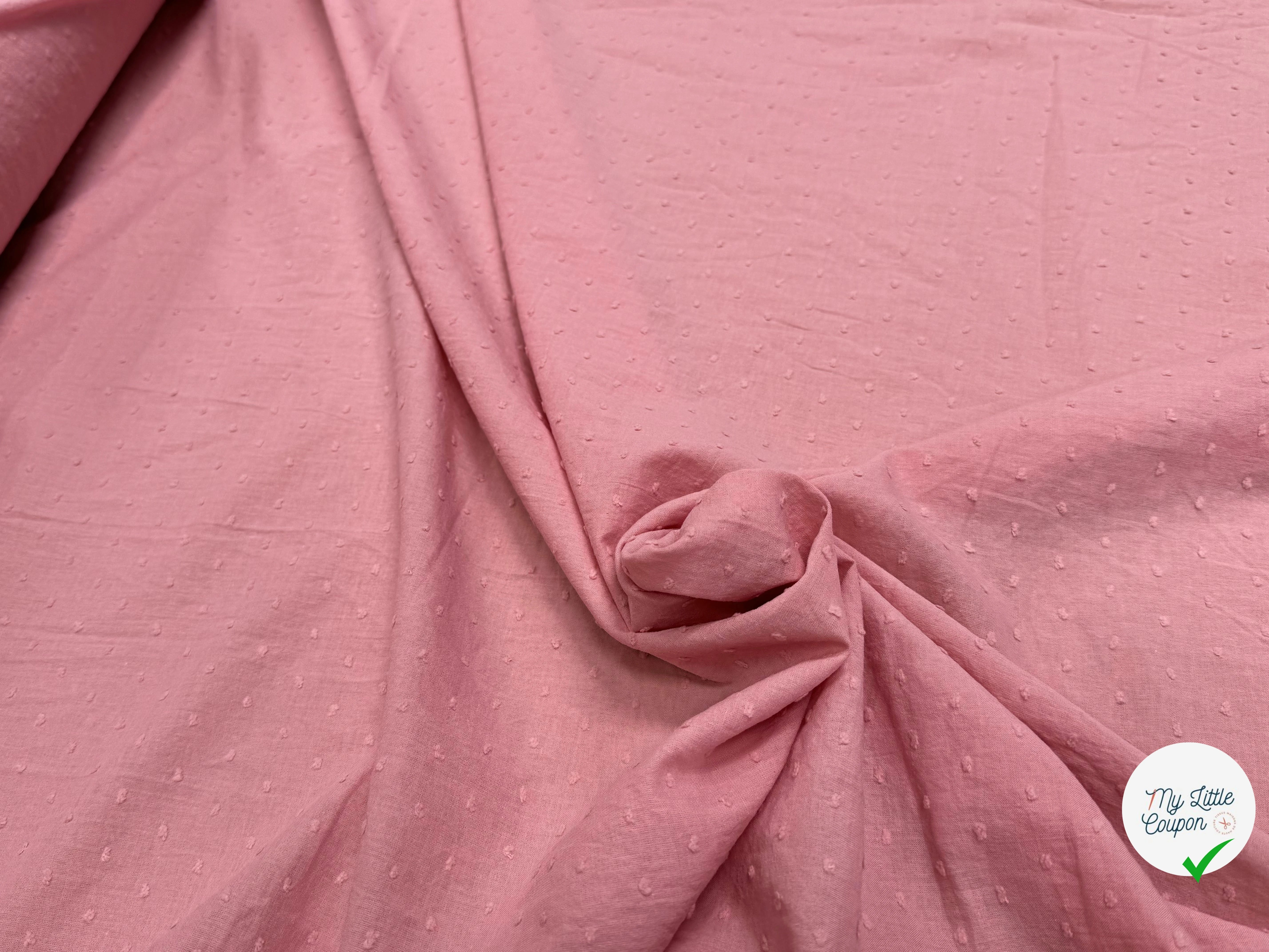 VOILE COTON PLUMETIS VIEUX ROSE - My Little Coupon