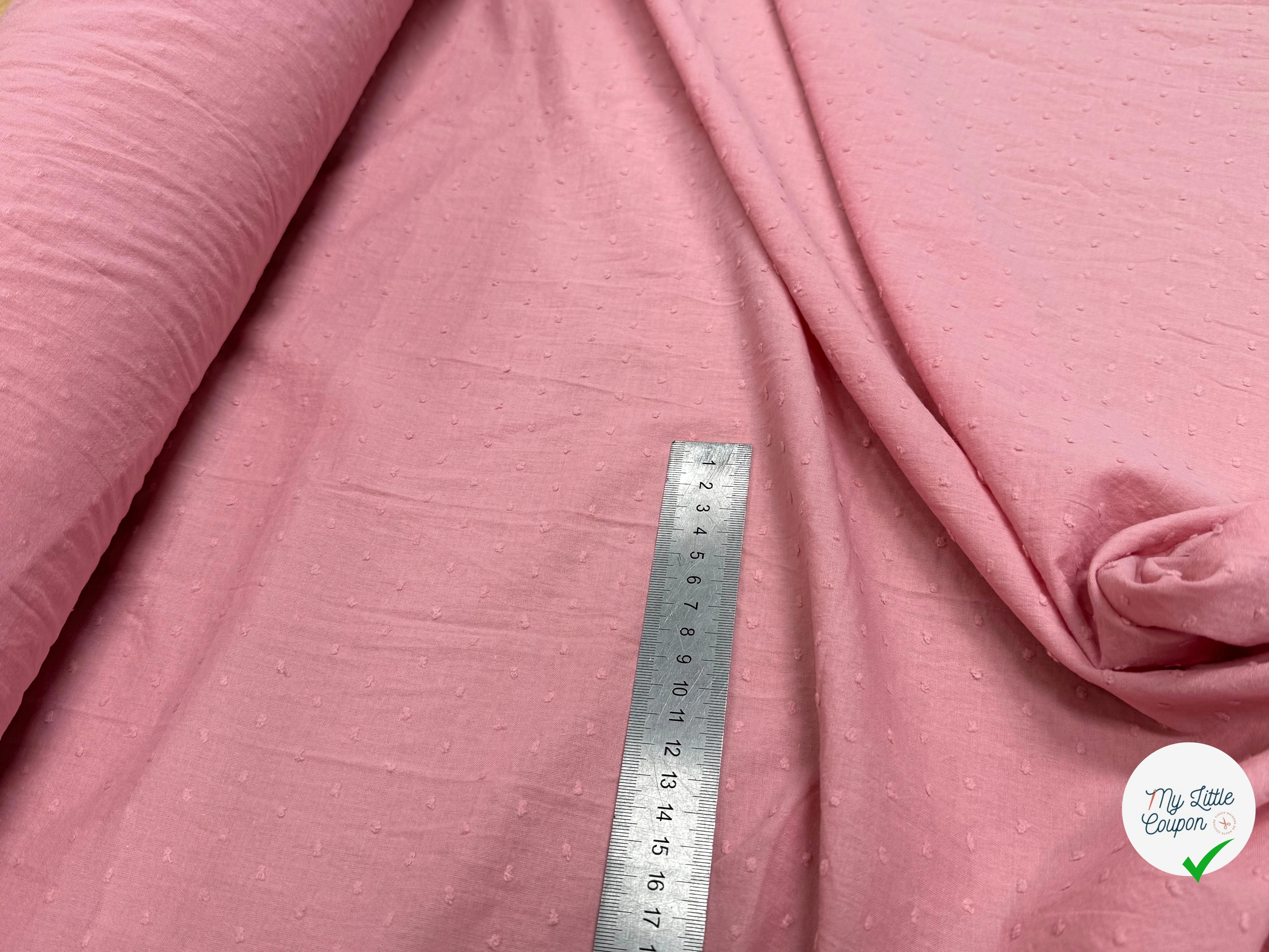VOILE COTON PLUMETIS VIEUX ROSE - My Little Coupon