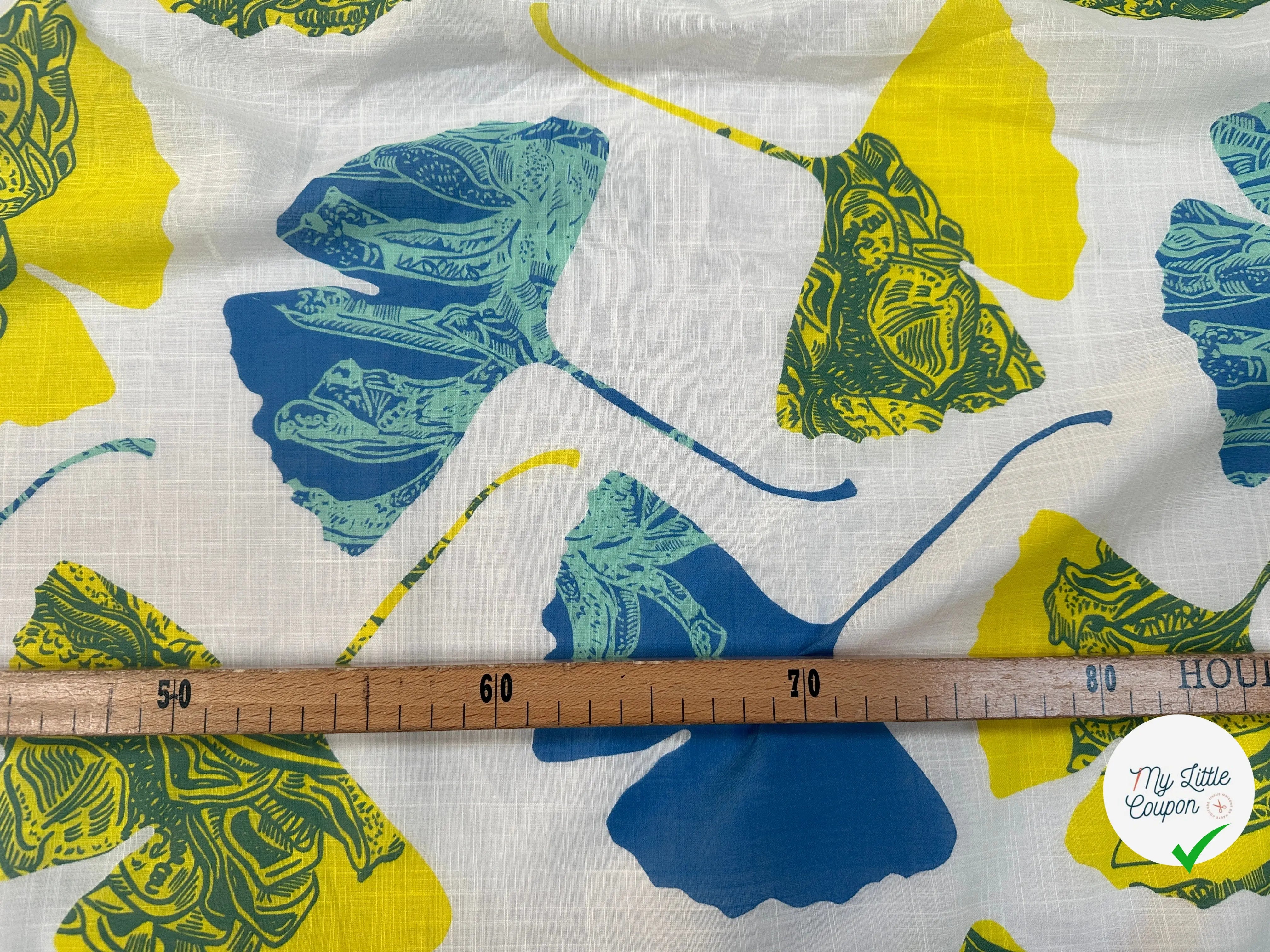 VOILE COTON QUADRILLÉ PETALES JAUNE ET BLEU - My Little Coupon