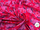 VOILE COTON ROUGE AVEC FLEURS VIOLET - My Little Coupon