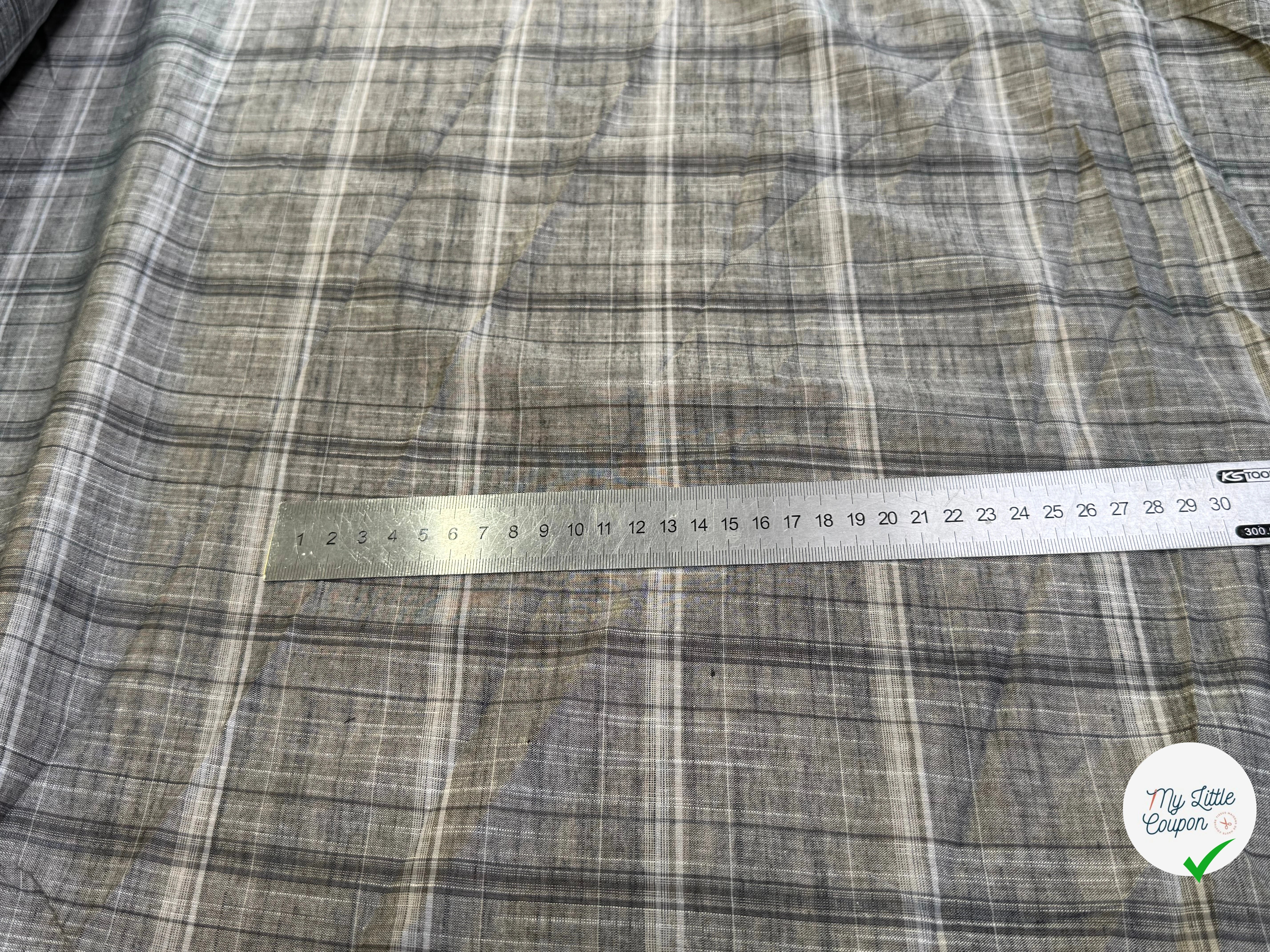 VOILE DE COTON À CARREAUX FINE RAYURES GRIS - My Little Coupon