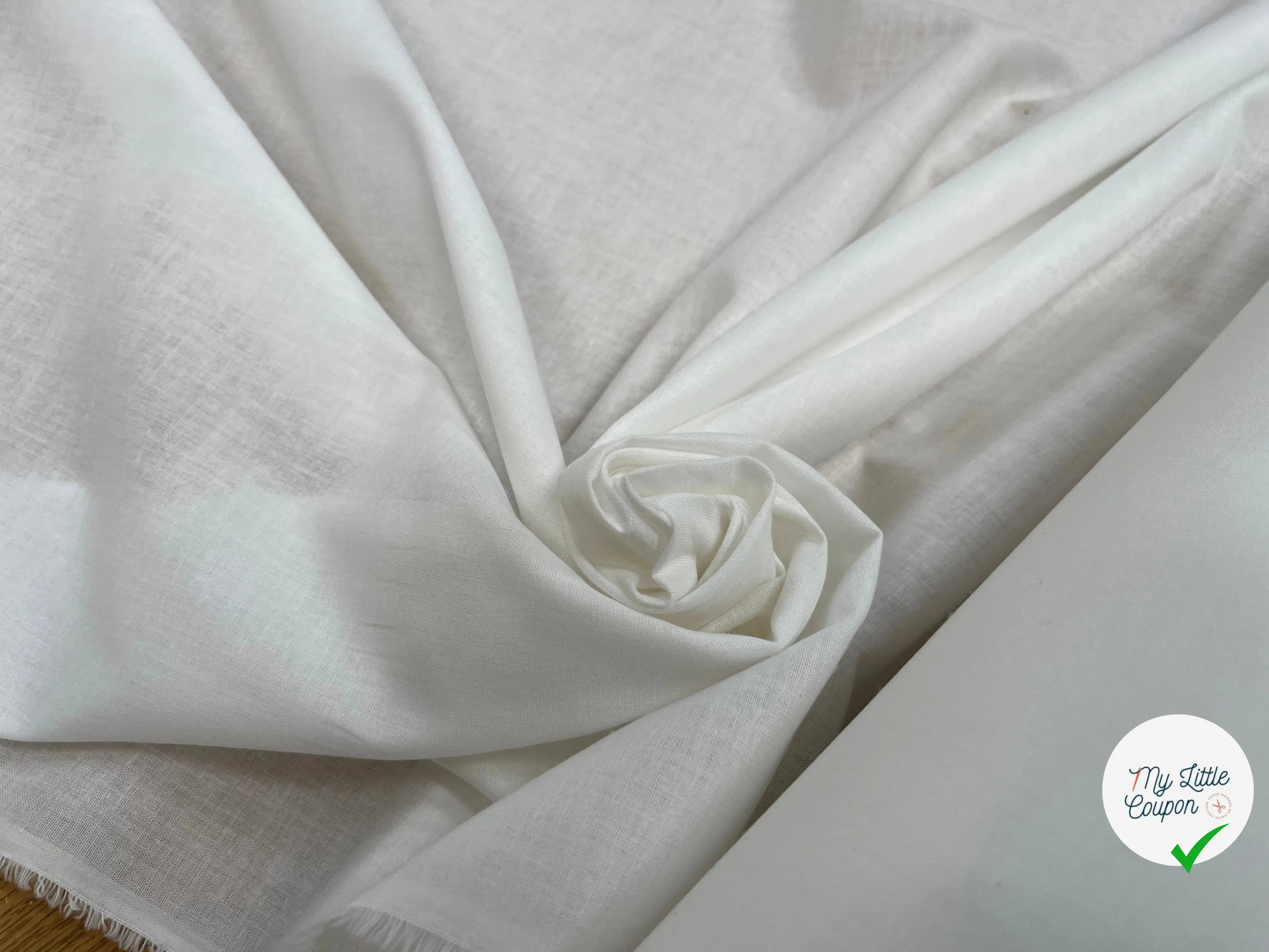 VOILE DE COTON BLANC CASSÉ BELLE DENSITÉ - My Little Coupon