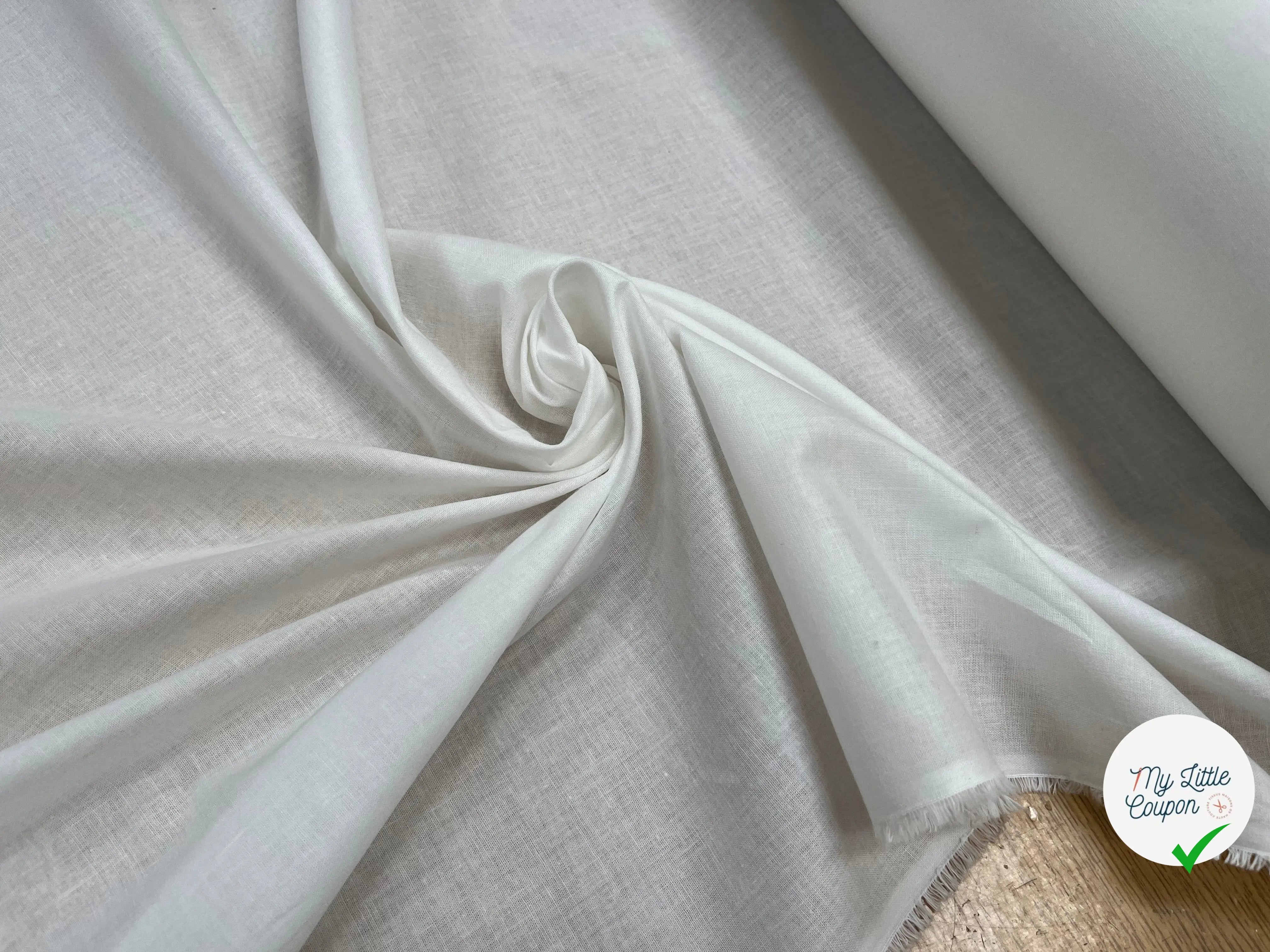 VOILE DE COTON BLANC CASSÉ BELLE DENSITÉ - My Little Coupon