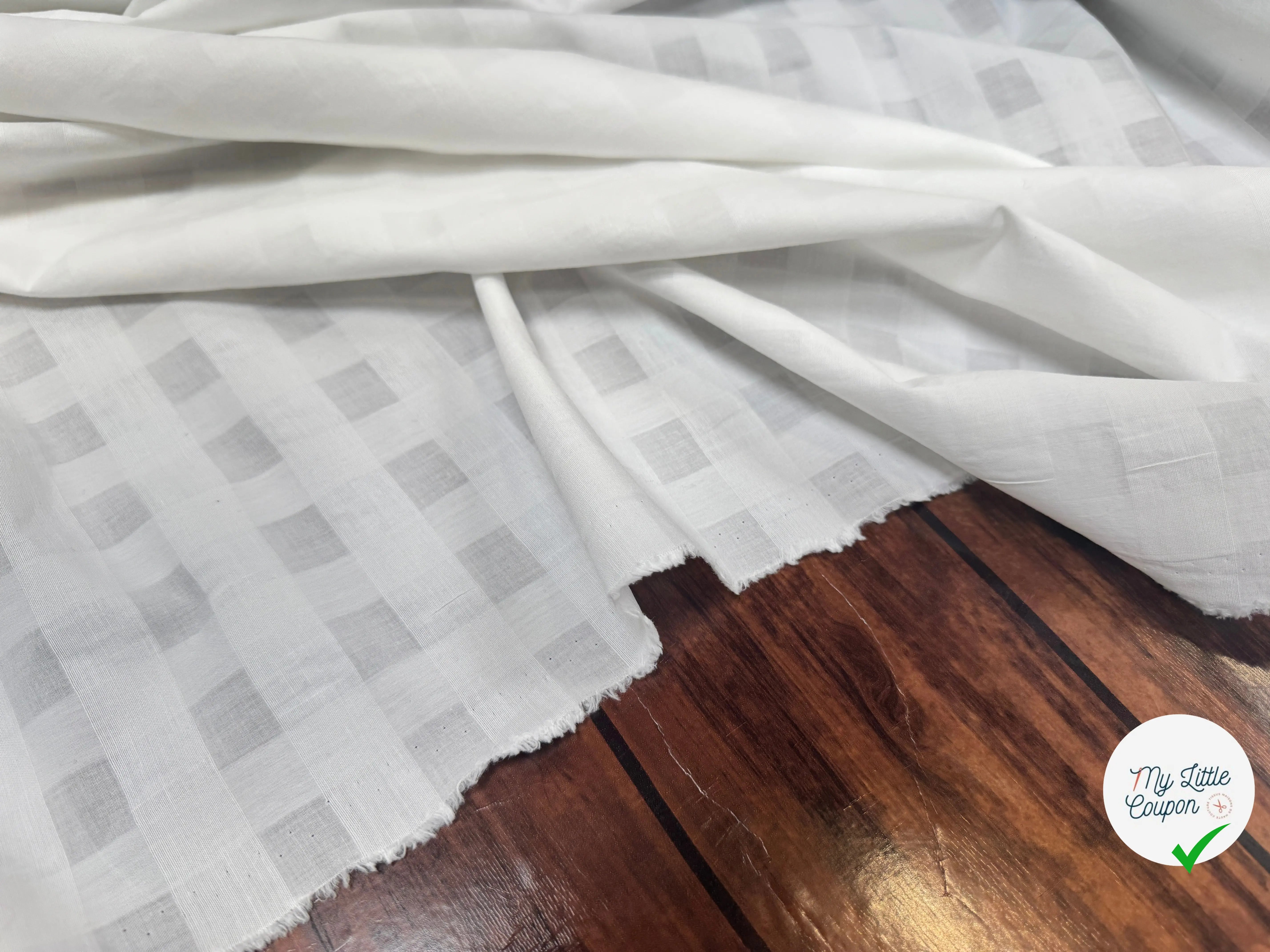 VOILE DE COTON BLANC QUADRILLE - My Little Coupon