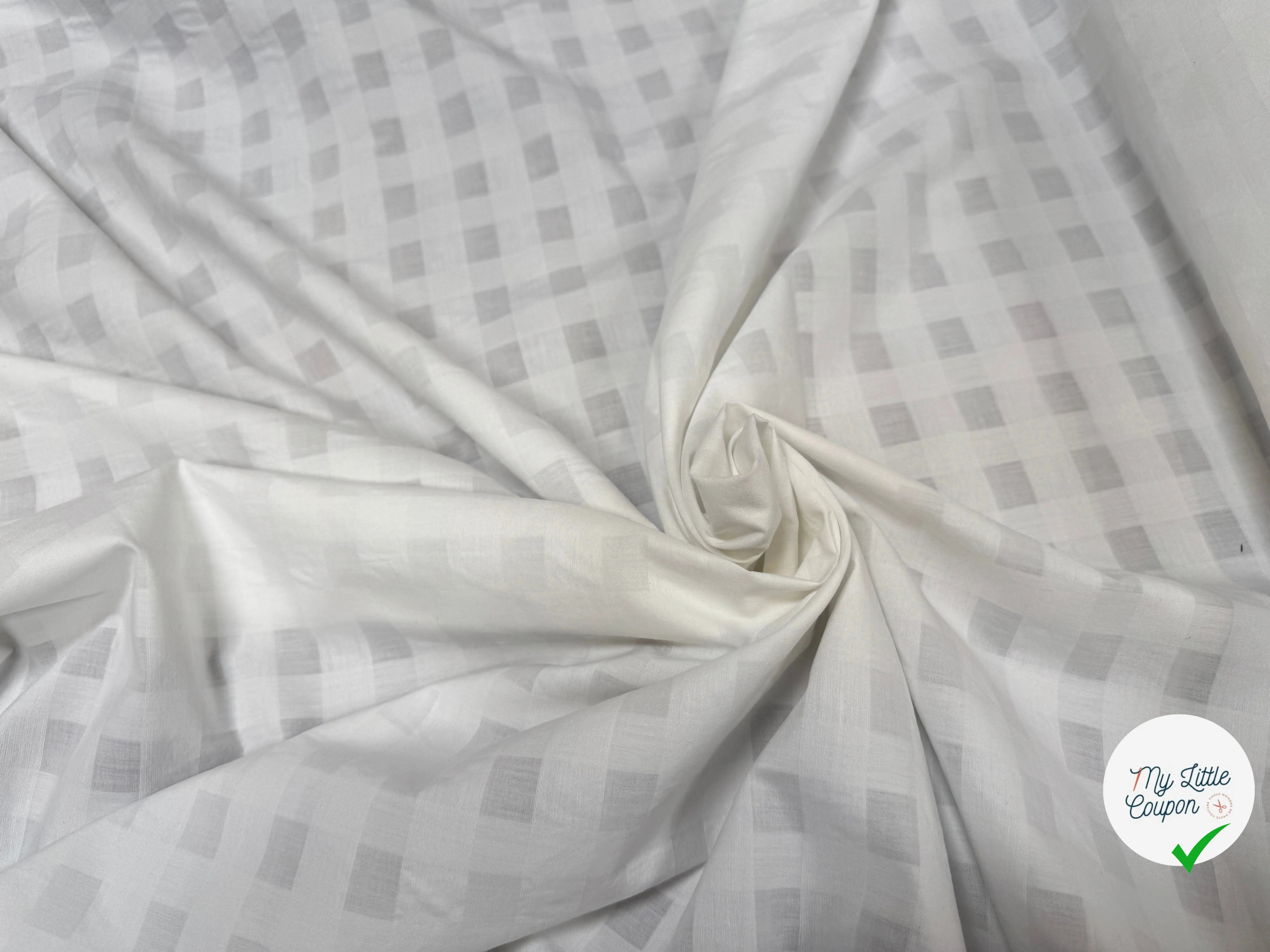 VOILE DE COTON BLANC QUADRILLE - My Little Coupon