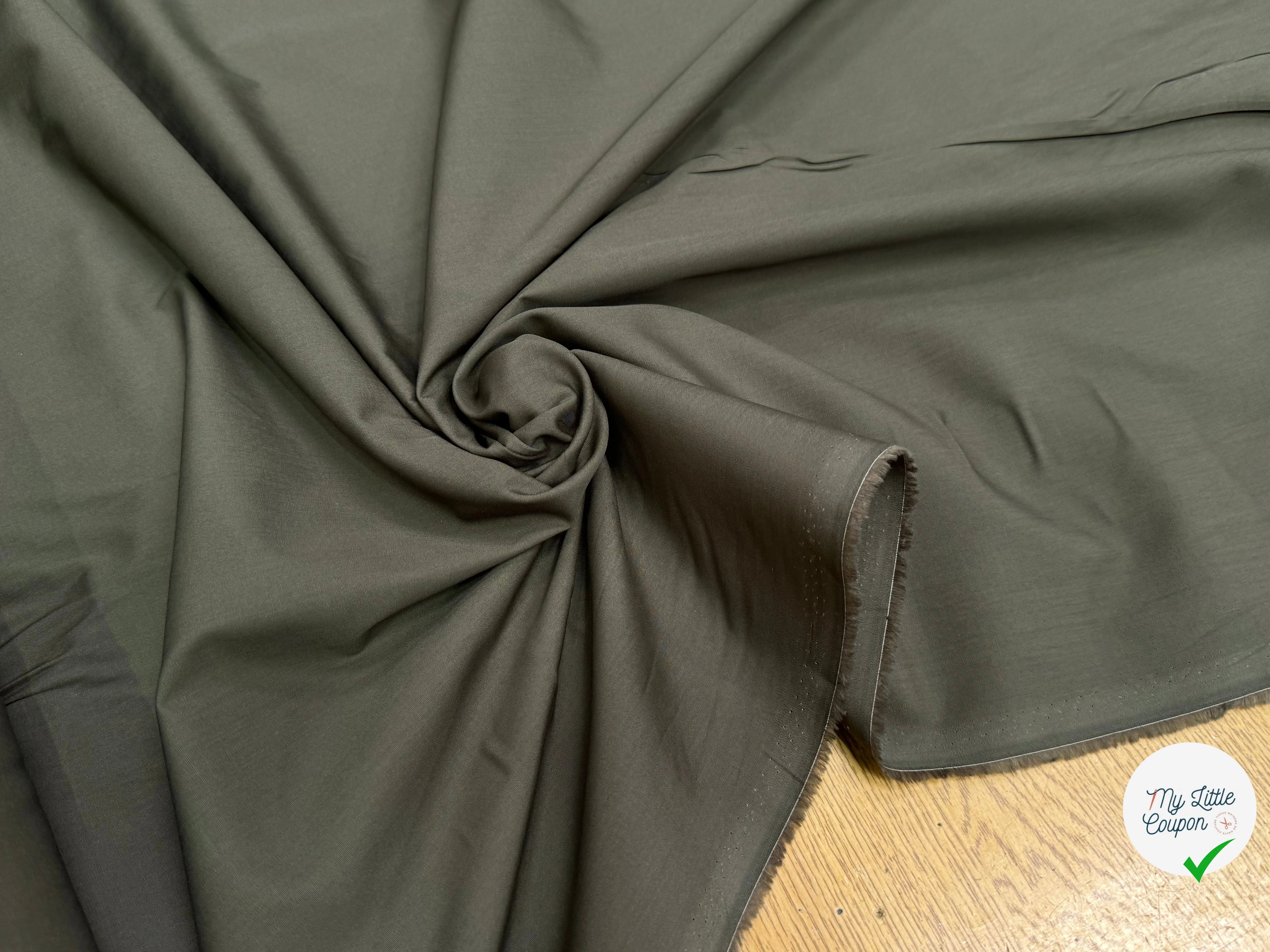 VOILE DE COTON BRUTE VERT KAKI - My Little Coupon