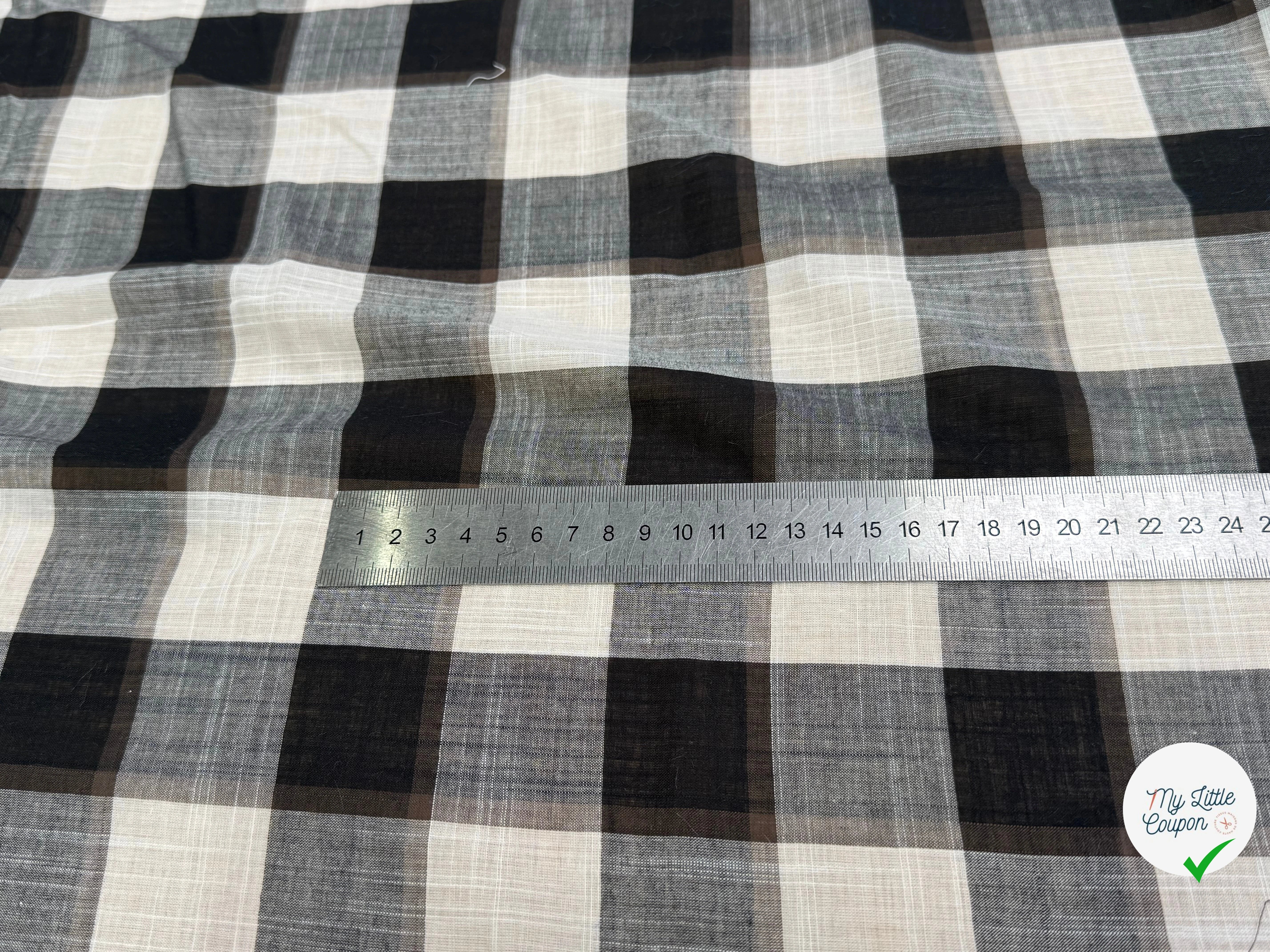 VOILE DE COTON CARREAUX BLANC ET NOIR - My Little Coupon