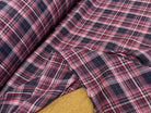 VOILE DE COTON CARREAUX MARINE ROSE - My Little Coupon