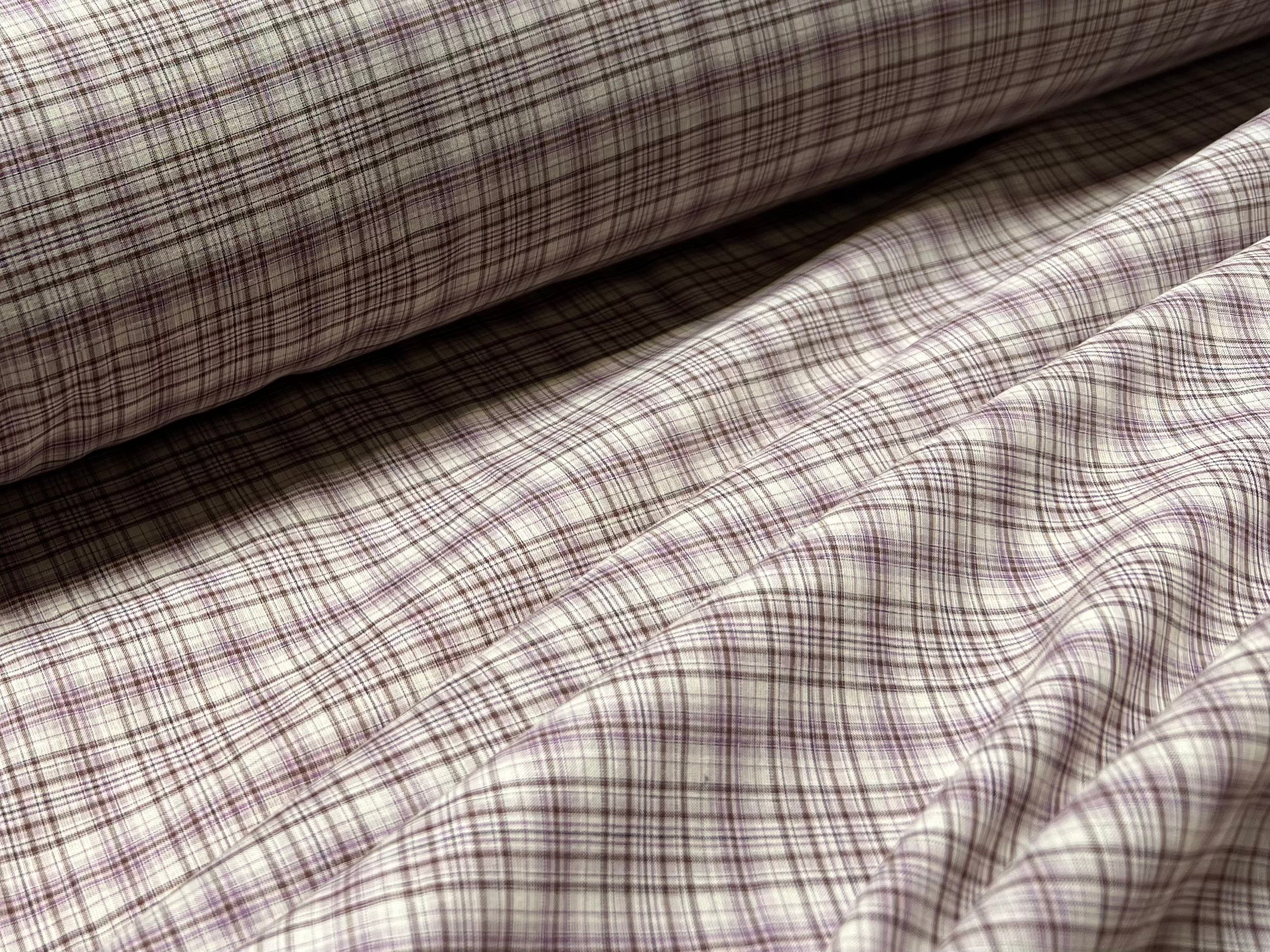 VOILE DE COTON CARREAUX VIOLET ET MARRON - My Little Coupon