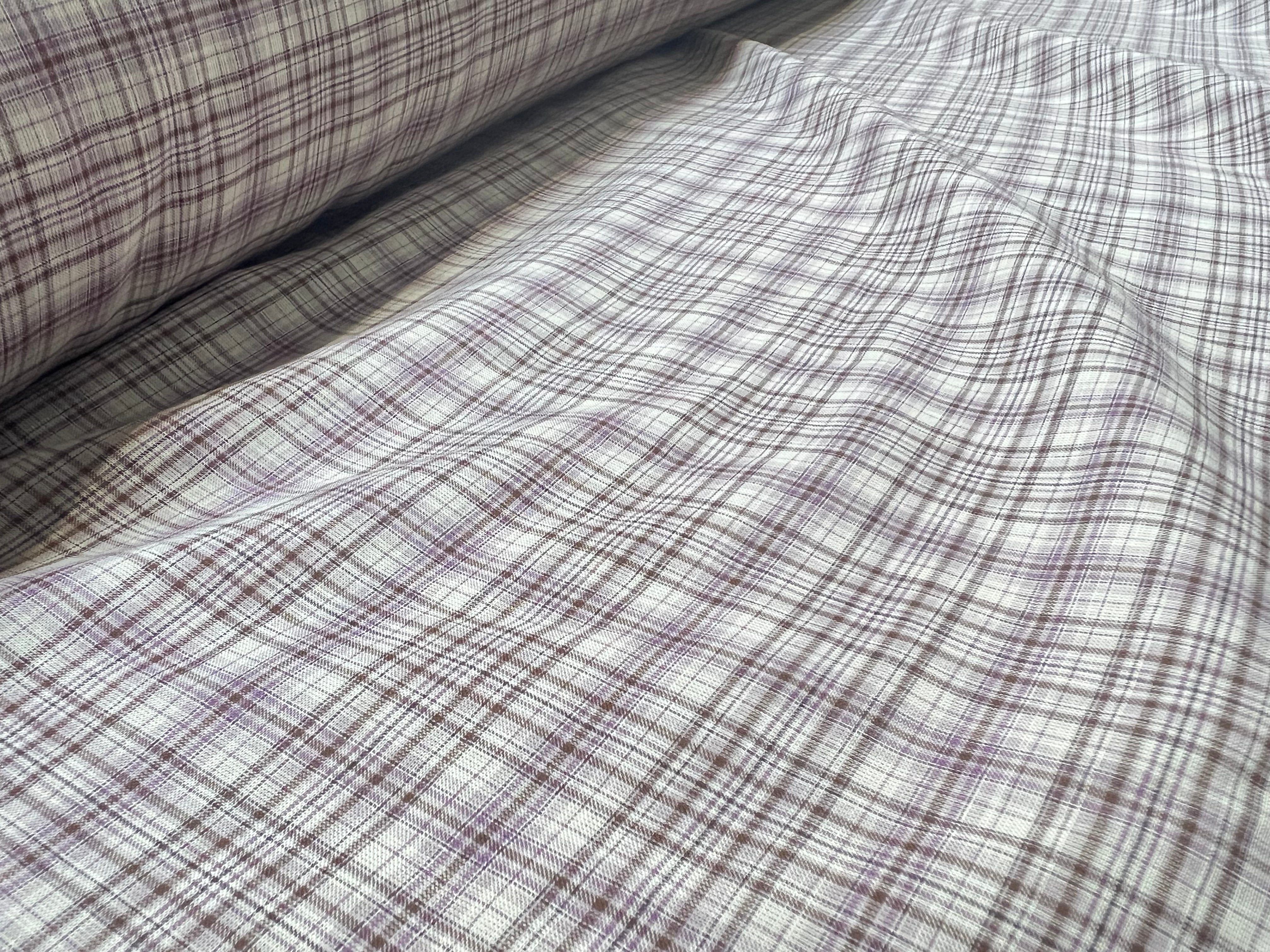 VOILE DE COTON CARREAUX VIOLET ET MARRON - My Little Coupon