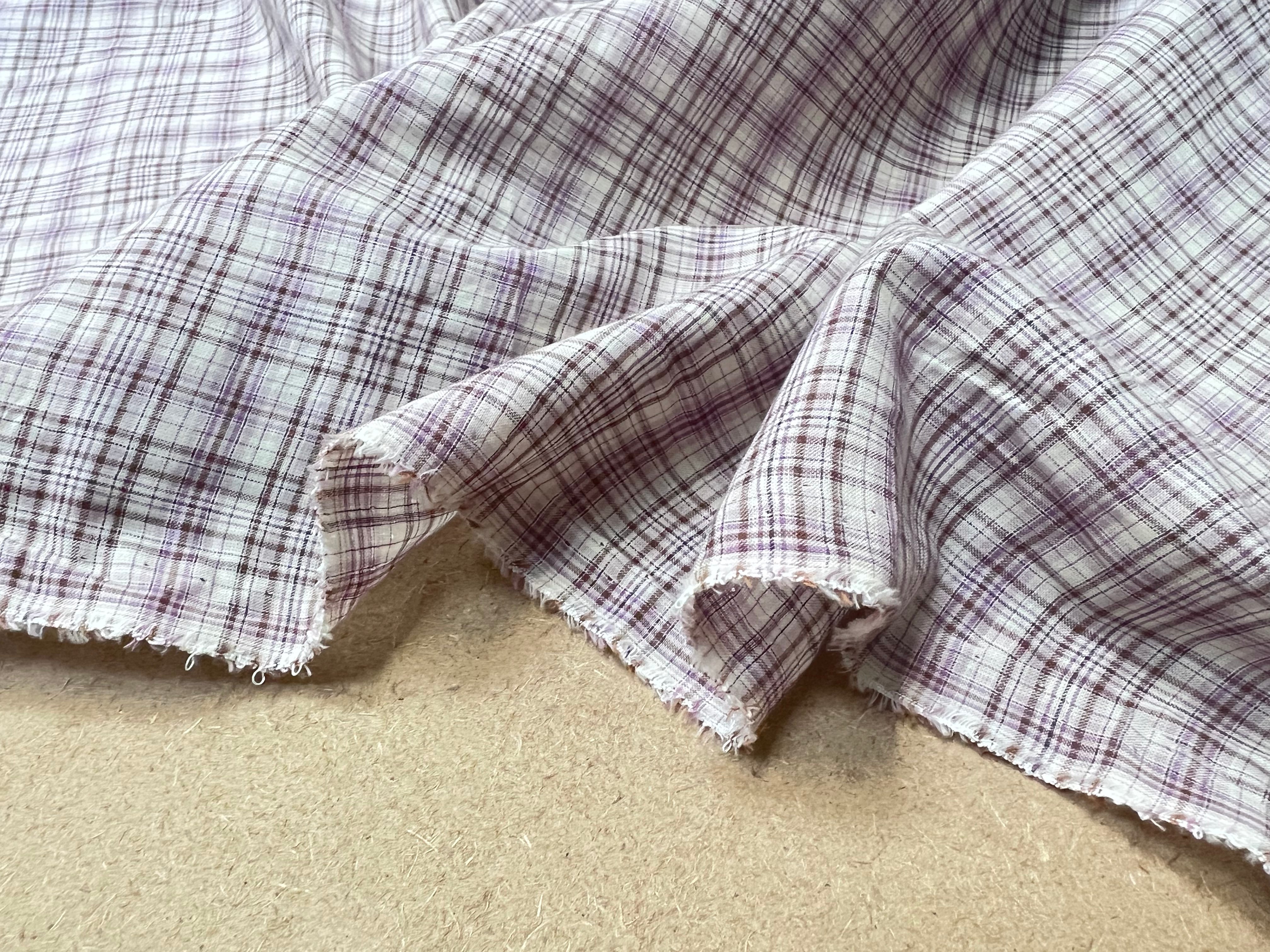 VOILE DE COTON CARREAUX VIOLET ET MARRON - My Little Coupon