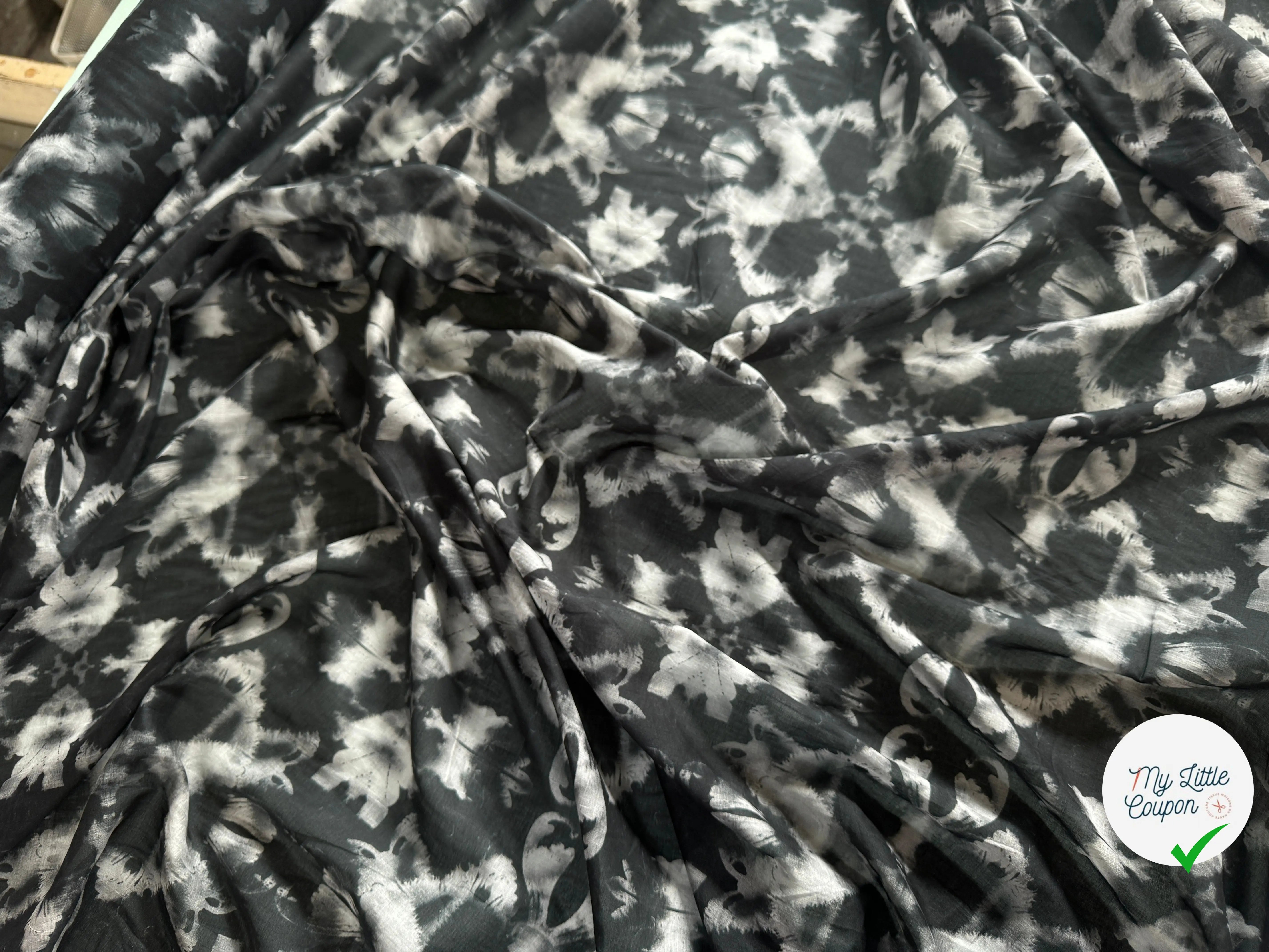 VOILE DE COTON EMERISÉ VOYAGE NOIR - My Little Coupon
