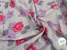 VOILE DE COTON FLEURS GREY PINK - My Little Coupon