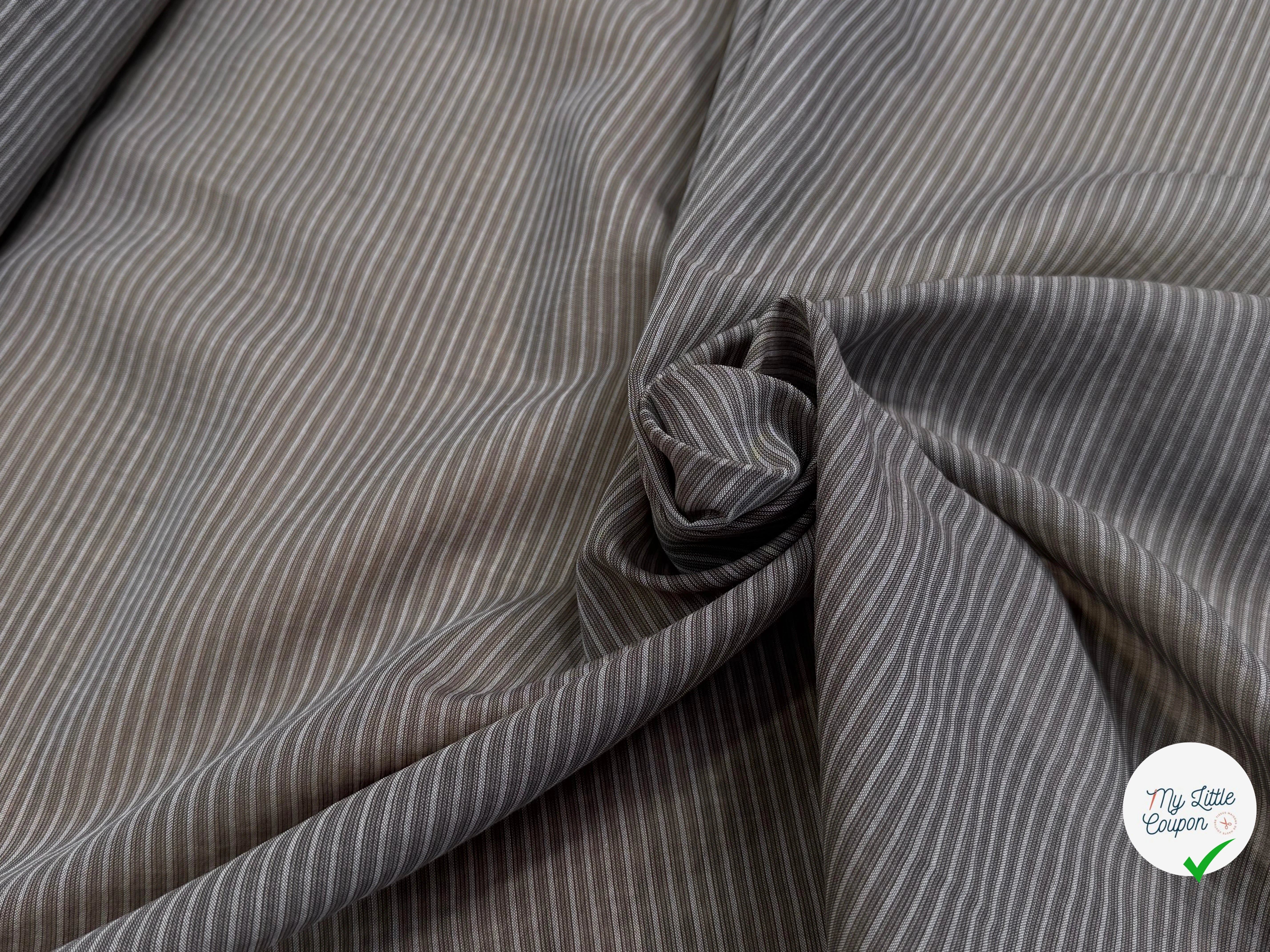 VOILE DE COTON FLUIDE GRIS FINES RAYURES 170CM - My Little Coupon