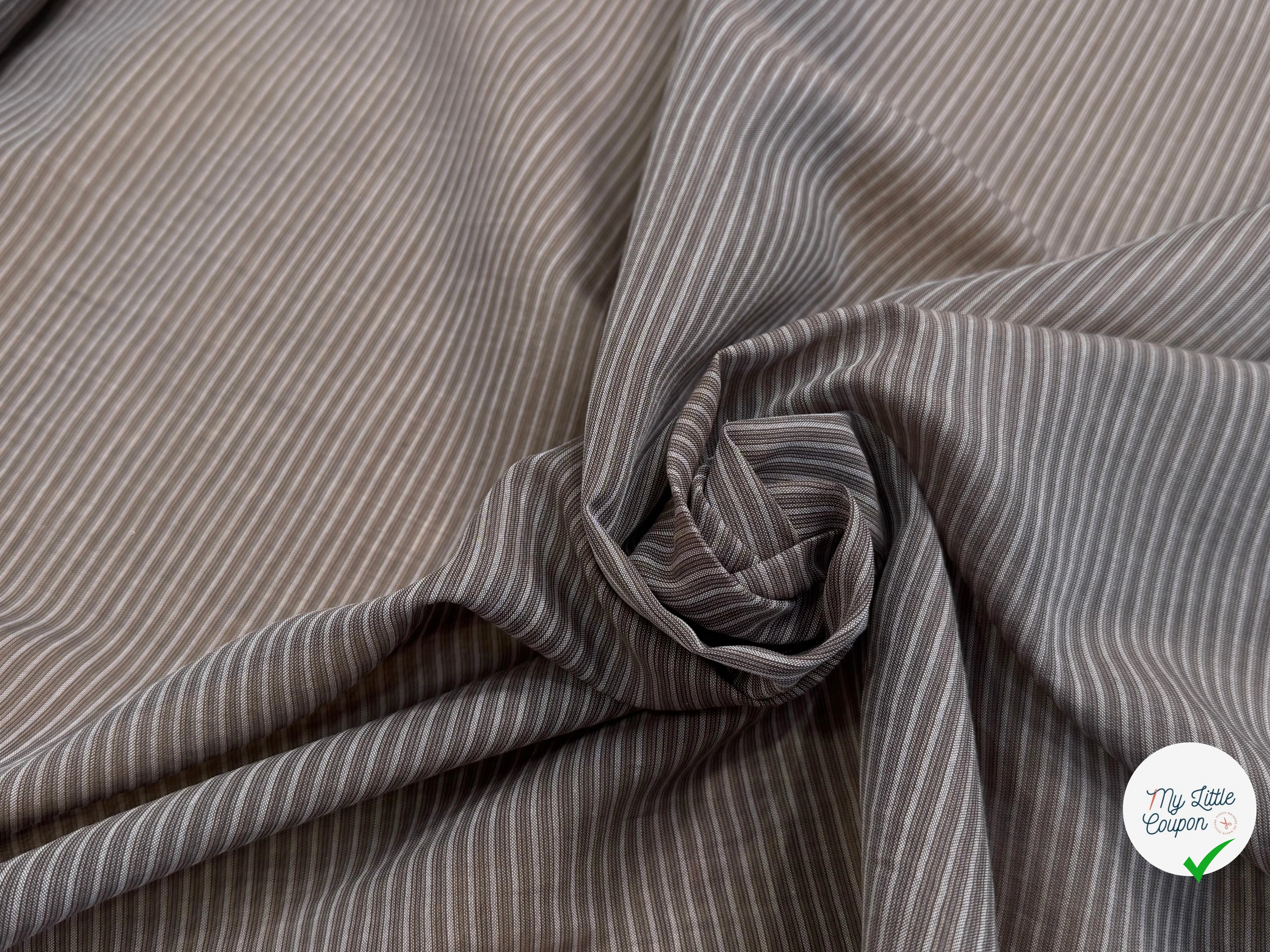 VOILE DE COTON FLUIDE GRIS FINES RAYURES 170CM - My Little Coupon