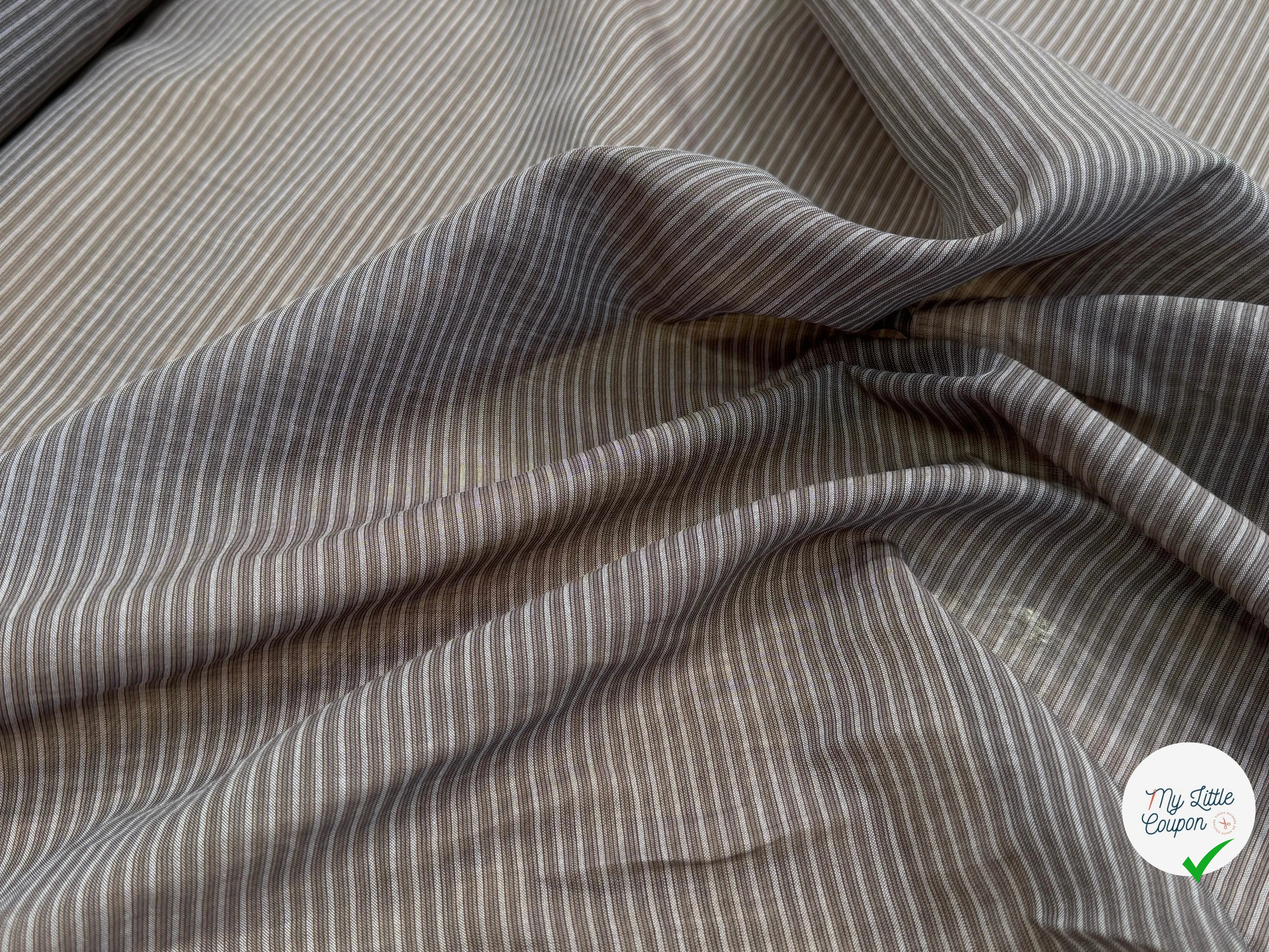VOILE DE COTON FLUIDE GRIS FINES RAYURES 170CM - My Little Coupon