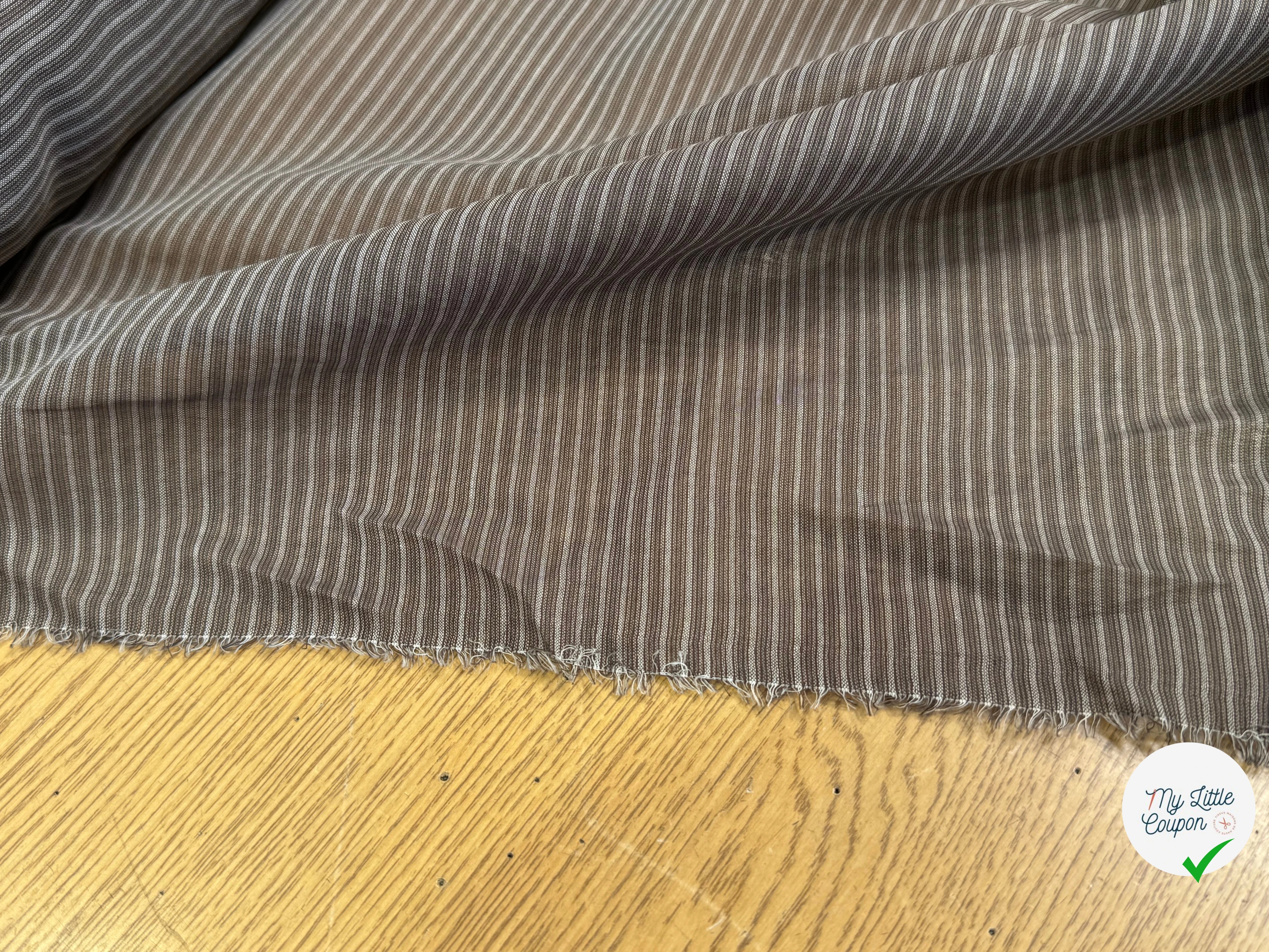 VOILE DE COTON FLUIDE GRIS FINES RAYURES 170CM - My Little Coupon